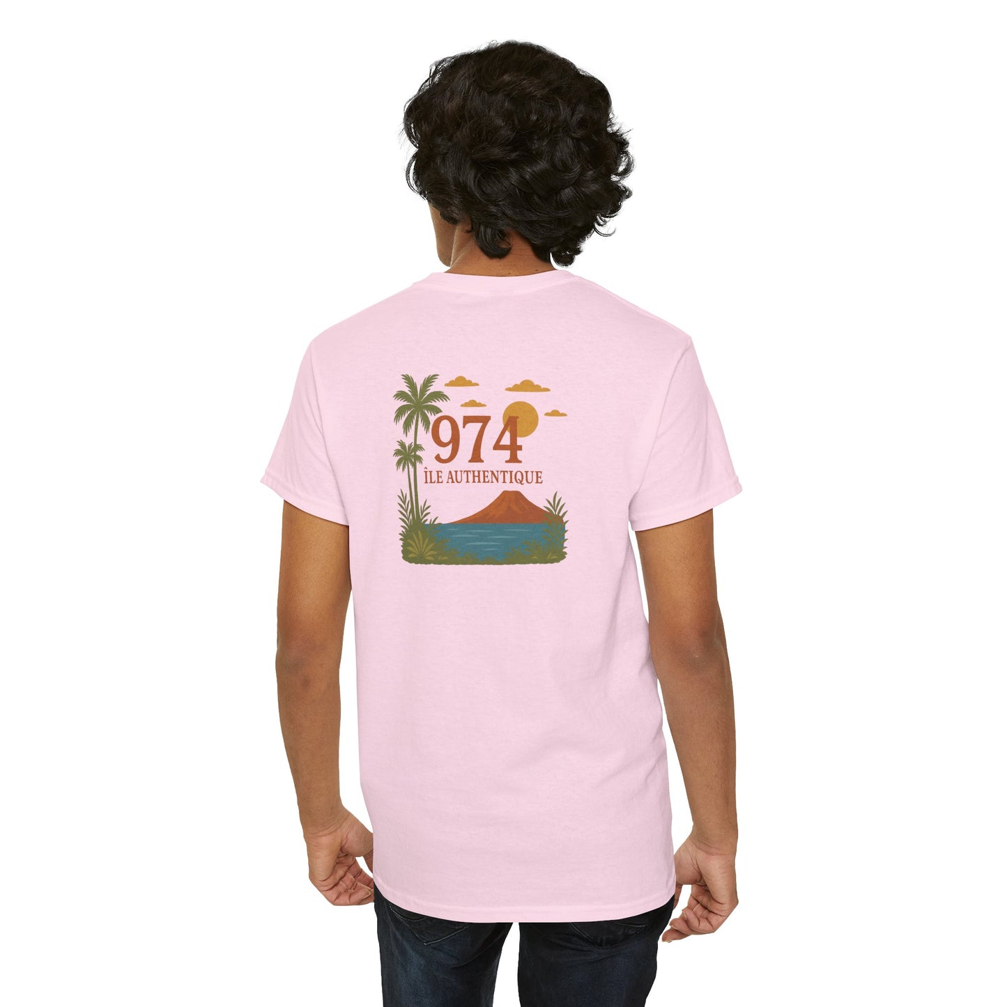 T-shirt "974 Île Authentique", Exotisme, Destination Île de La Réunion, Confort Coton, Sobre, Elégant, Souvenir Unique, Cadeau, Unisexe, Esprit Voyageur
