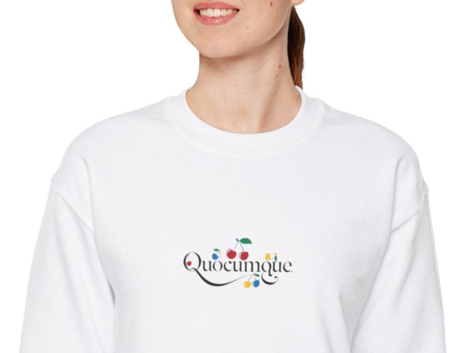 Sweat-Shirt Quocumque " Cerises", Adulte, Unisexe, Homme, Femme, Sportive, Sportif, Décontracté, Élégant, Urbain, Classique, Douceur Fruits