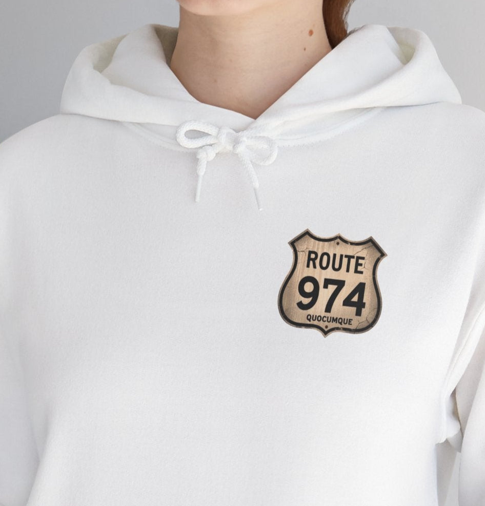 Sweat-Shirt à Capuche Collection " Route 974 ", Adulte, Homme, Femme, Sportive, Sportif, Décontracté, Classique, Destination La Réunion
