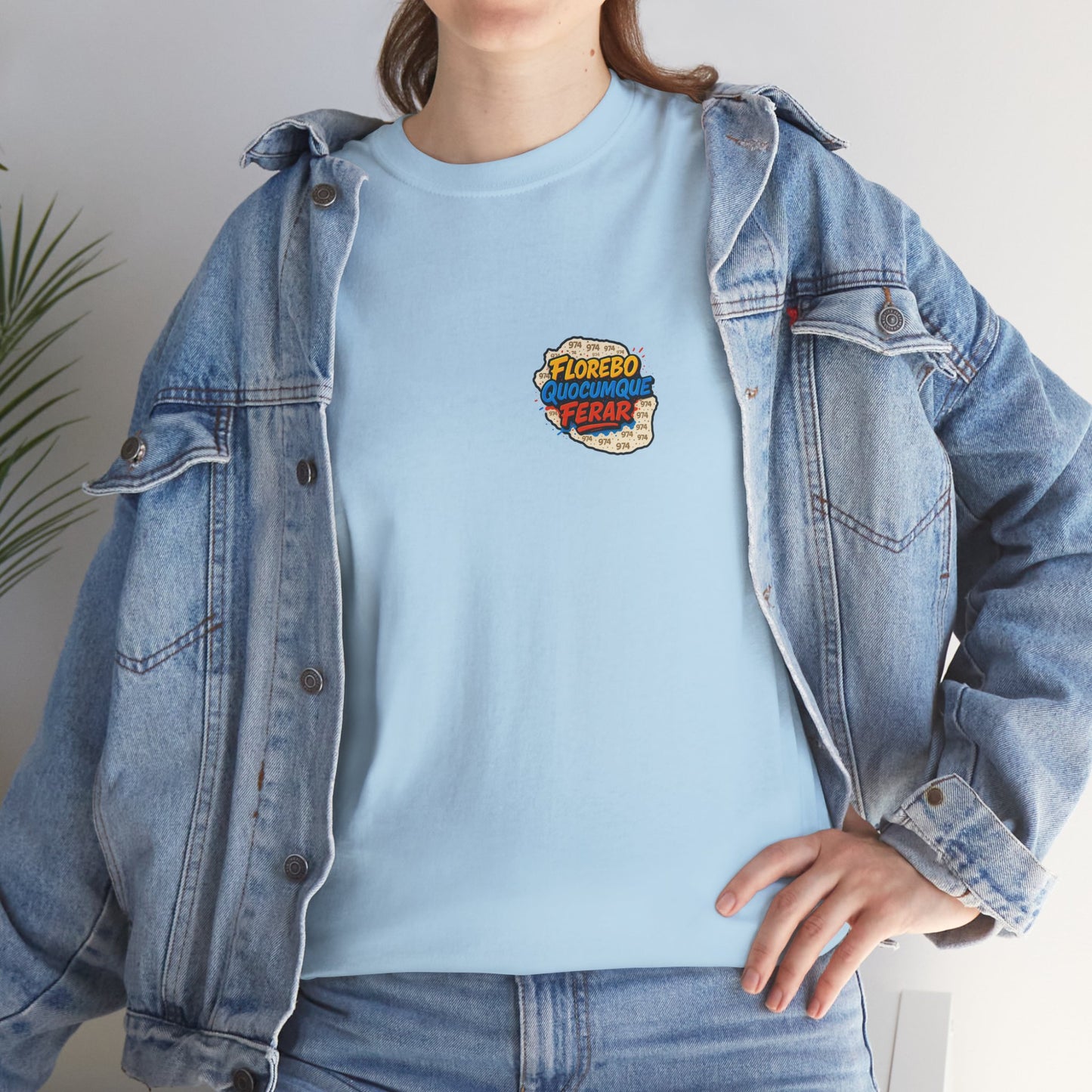 T-shirt Florebo Quocumque Ferar, Île de La Réunion, 974, Confort Coton, Sobre, Elégant, Souvenir Unique, Cadeau, Unisexe, Esprit Voyageur, Adulte