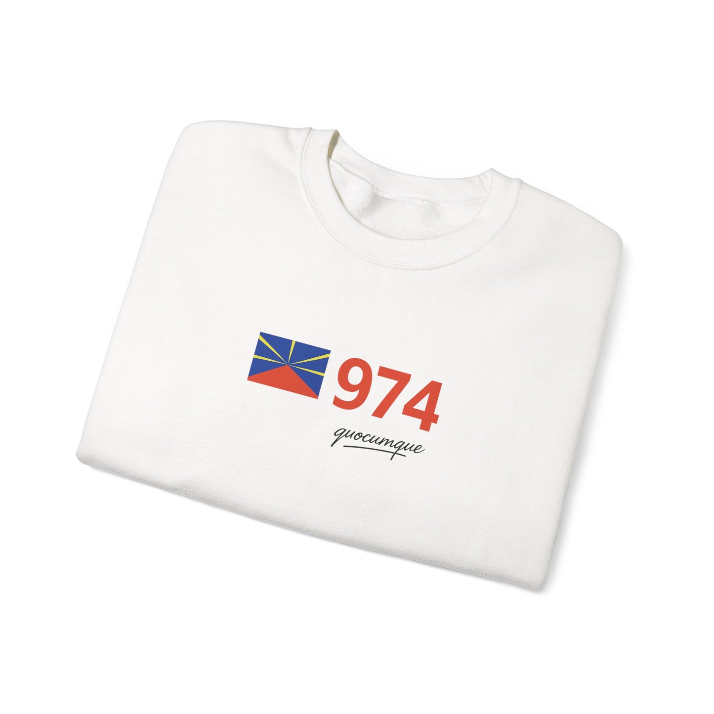 Copy of Sweat Quocumque "974 drapeau", Exotique, Destination Île De La Réunion, Adulte, Homme, Femme, Sportive, Sportif, Décontracté, Drapeau Régional