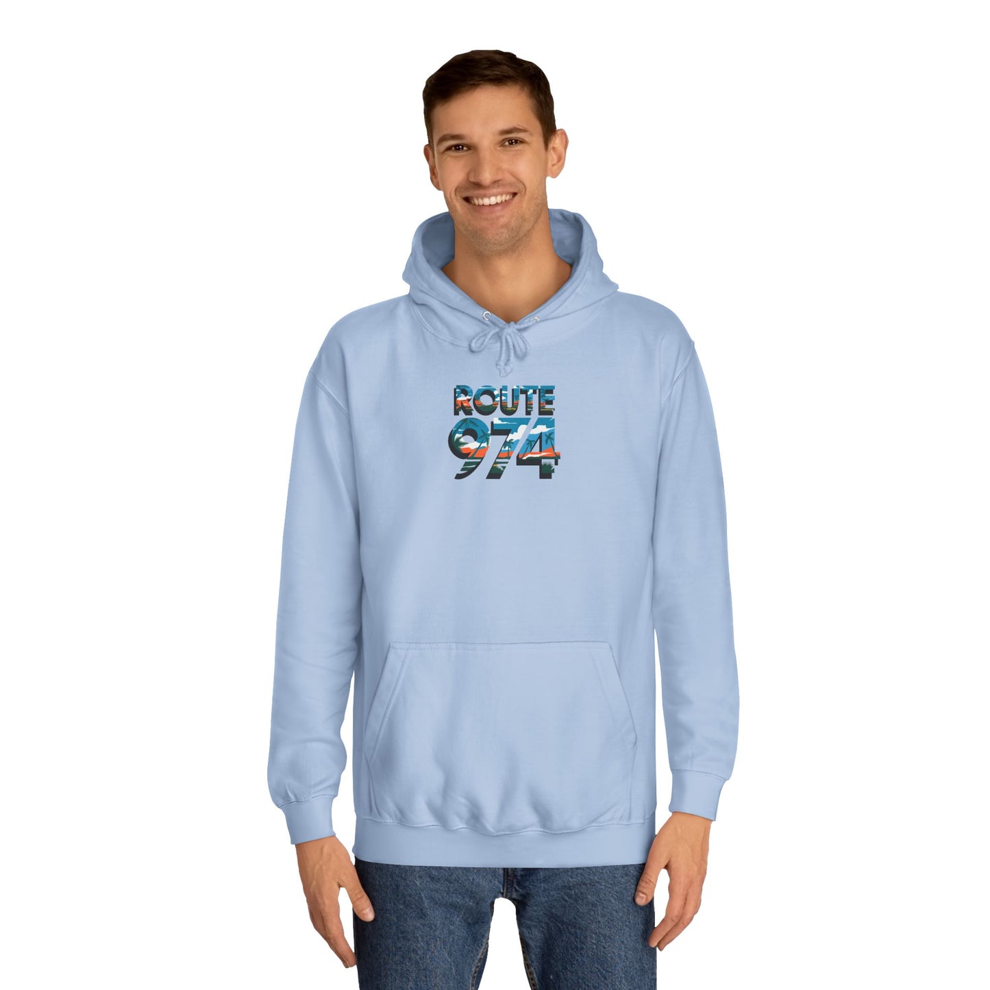 Sweat à Capuche "Route 974" pour Adulte, Hoodie, Unisexe, Élégance, Sobriété, Homme, Femme, Indicatif Réunion