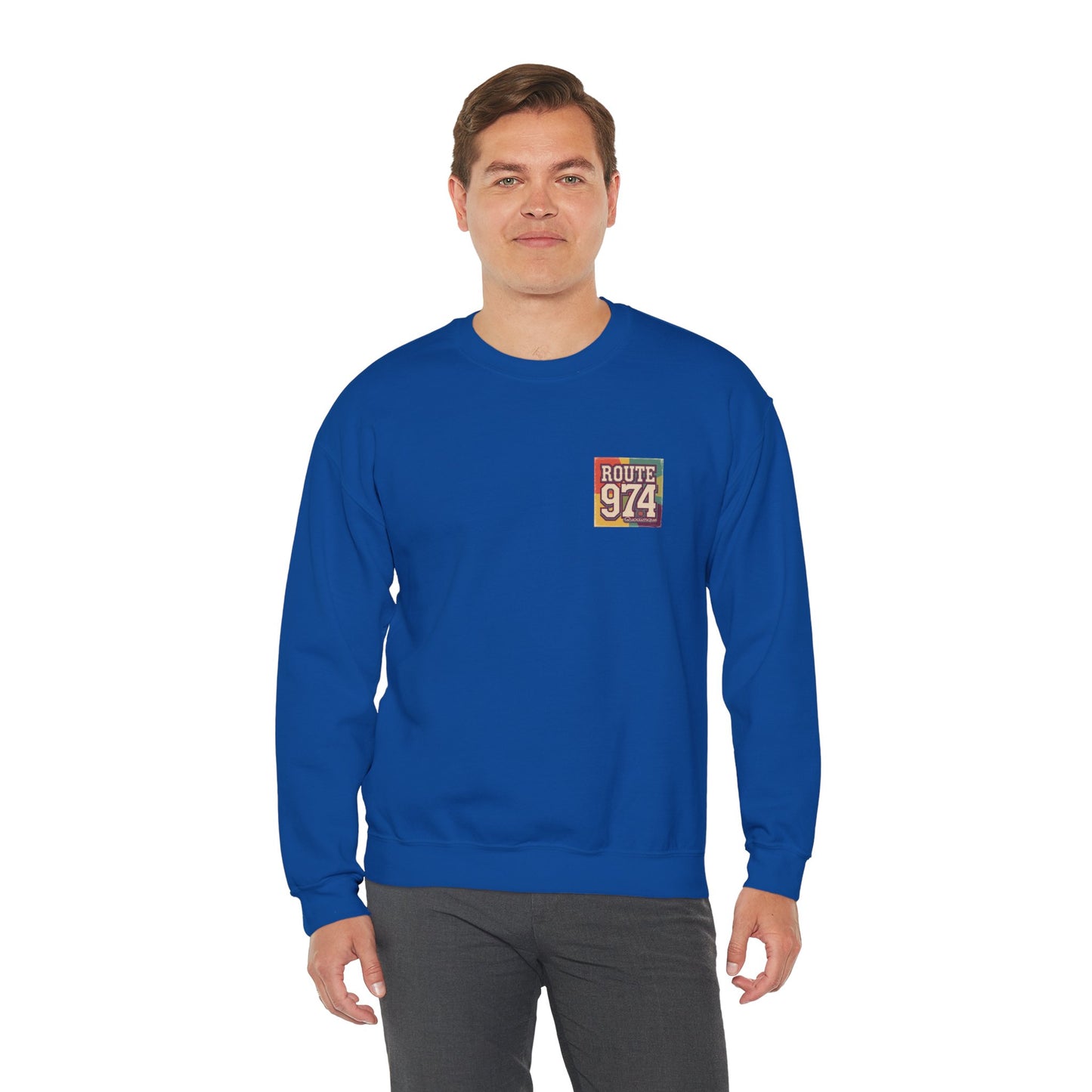 Sweat-Shirt Quocumque "Route 974", Période Hippies, Destination l'Île De La Réunion, Adulte, Homme, Femme, Sportive, Sportif, Décontracté, Élégant, Classique,