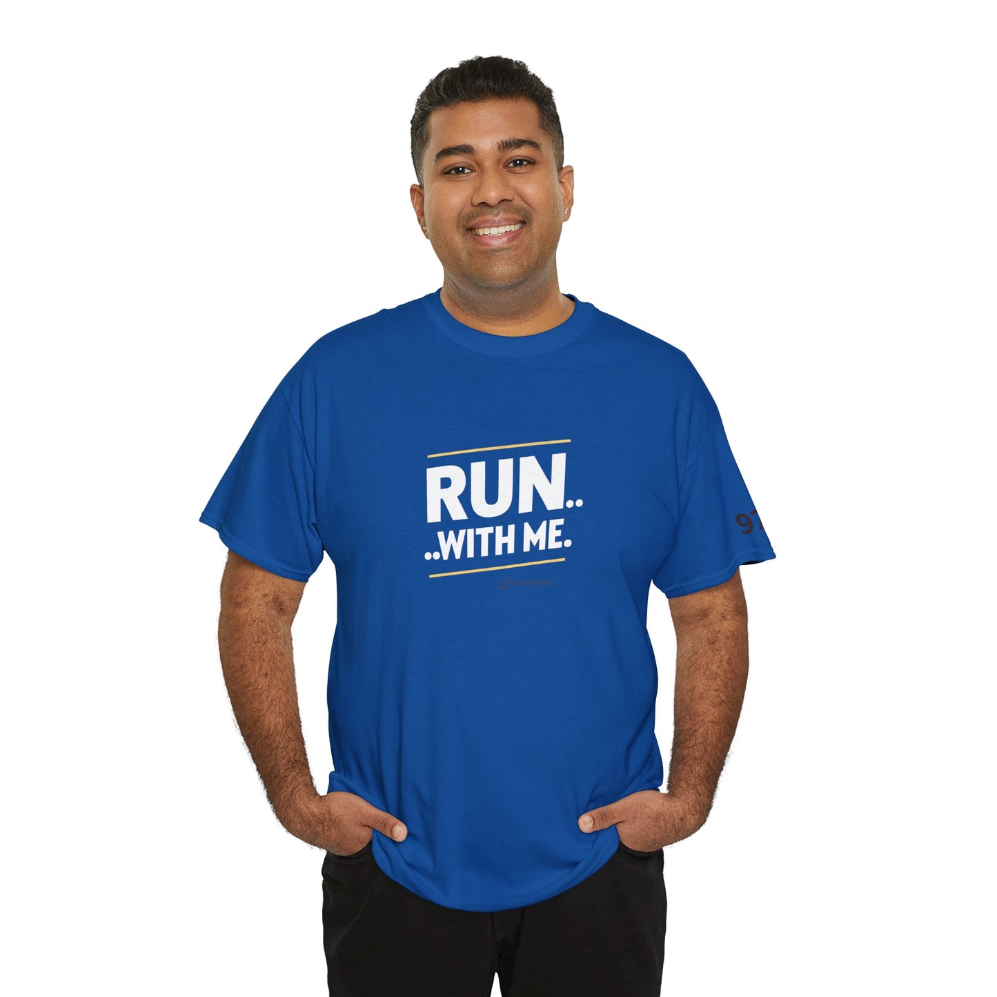 T-shirt Quocumque "RUN With me ", Île de La Réunion", Confort Coton, Sobre, Elégant, Souvenir Unique, Cadeau, Unisexe, Esprit Voyageur