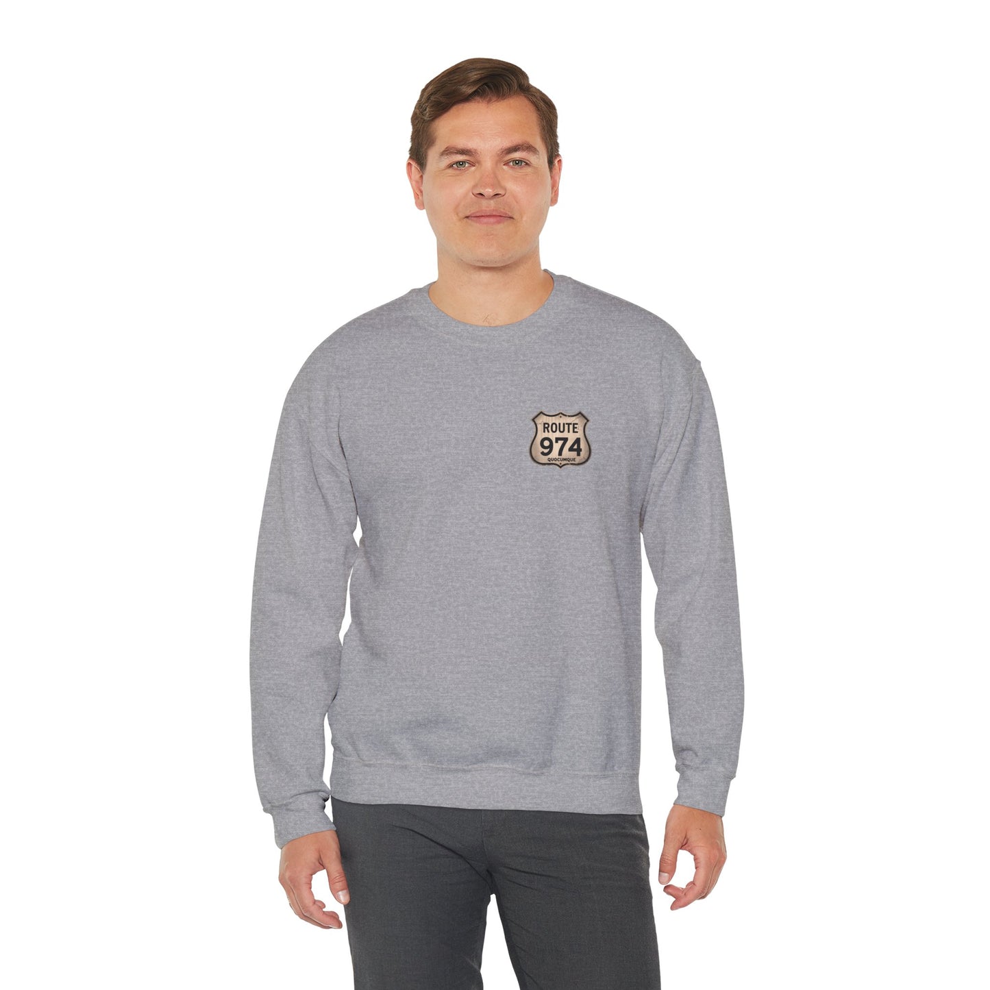 Sweat-Shirt Quocumque "Route 974", Destination l'Île De La Réunion, Adulte, Homme, Femme, Sportive, Sportif, Décontracté, Élégant, Classique,