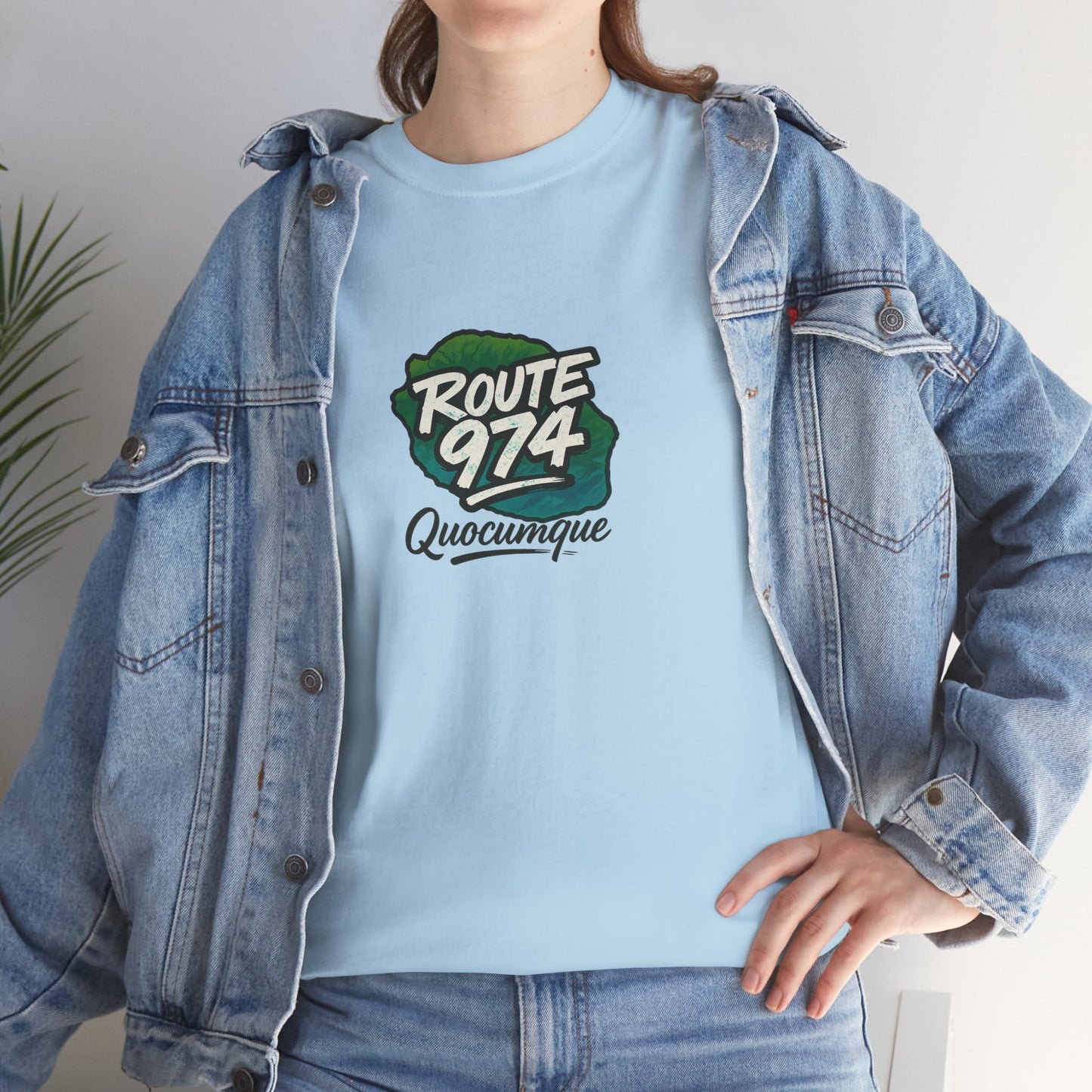 T-shirt "Route 974", Destination Île de La Réunion, Confort Coton, Sobre, Elégant, Souvenir Unique, Cadeau, Unisexe, Esprit Voyageur
