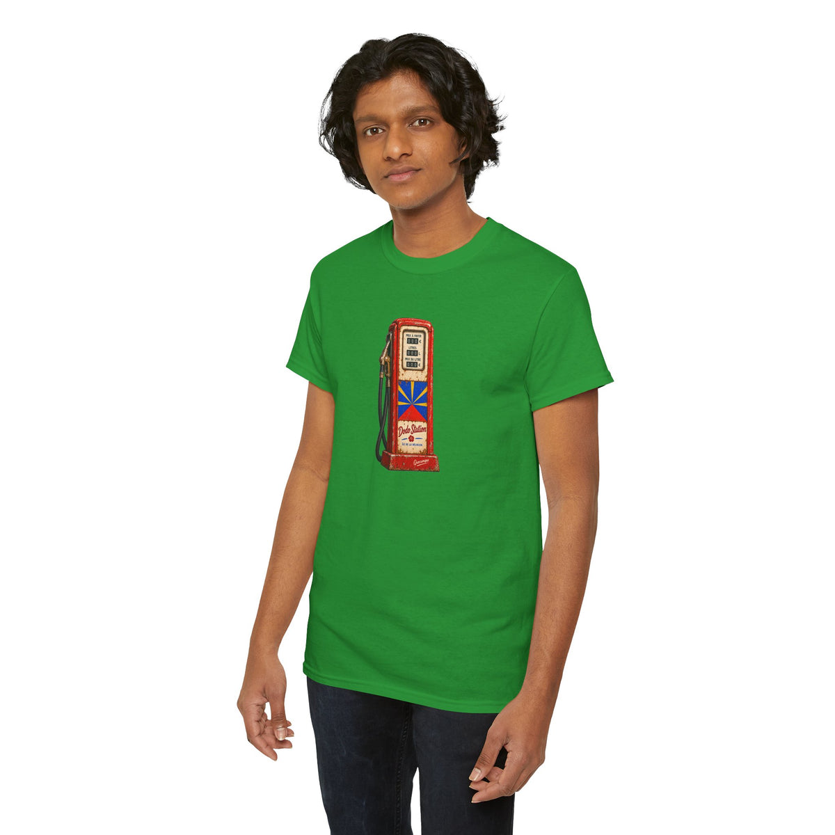 T-shirt Quocumque, "Station Essence", Île de La Réunion, Confort Coton, Elégant, Souvenir Unique, Cadeau, Unisexe, Esprit Voyageur, Créole, Bourbon