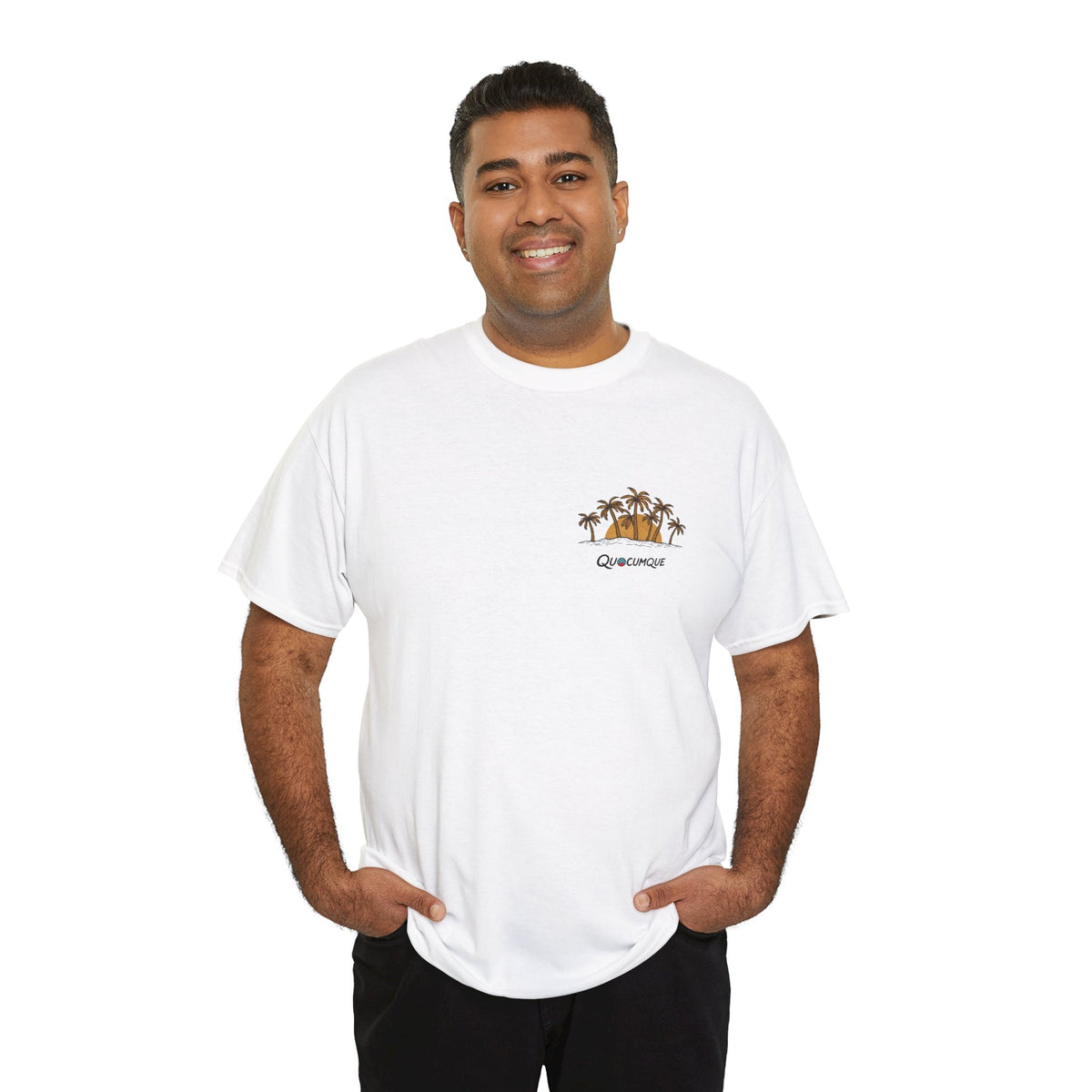 T-shirt " Palmiers", Destination Île de La Réunion, Confort Coton, Sobre, Elégant, Souvenir Unique, Vêtement Adulte, Unisexe, Esprit Voyageur
