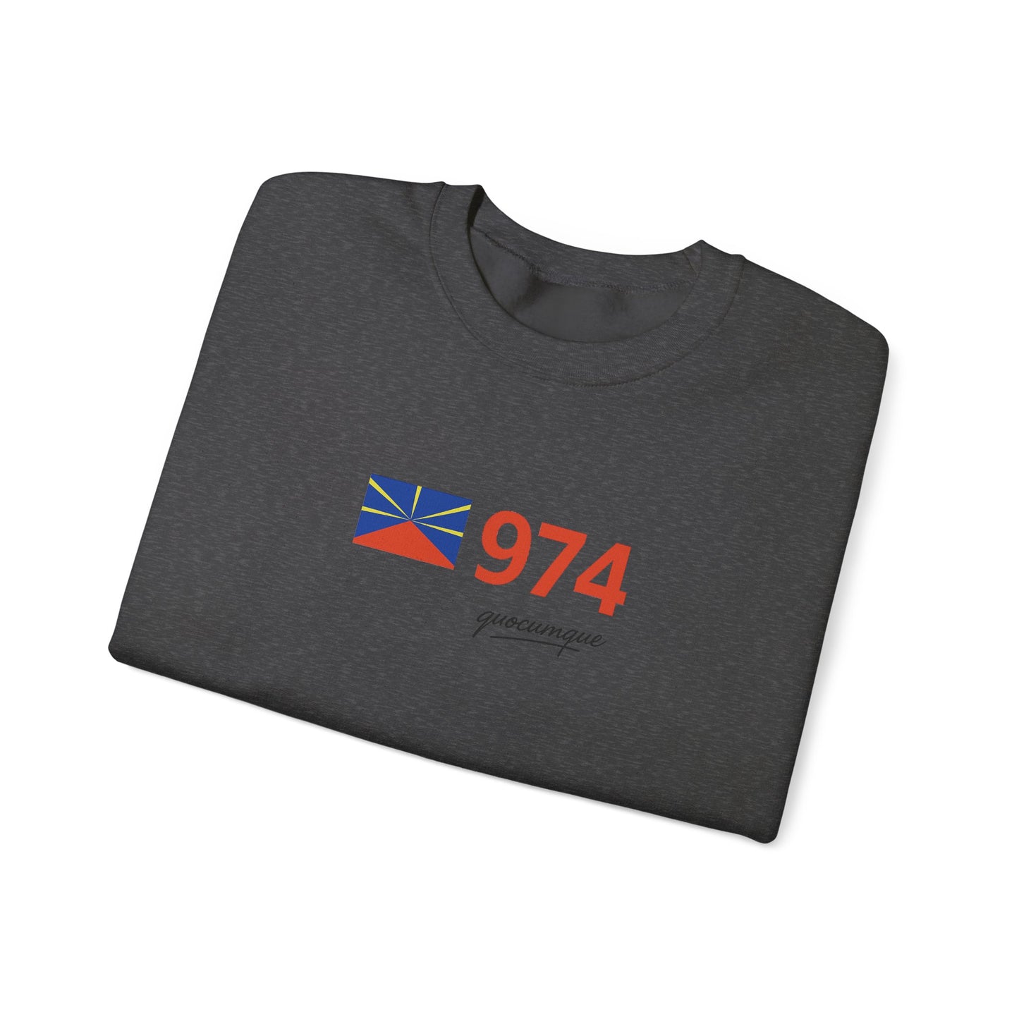 Copy of Sweat Quocumque "974 drapeau", Exotique, Destination Île De La Réunion, Adulte, Homme, Femme, Sportive, Sportif, Décontracté, Drapeau Régional
