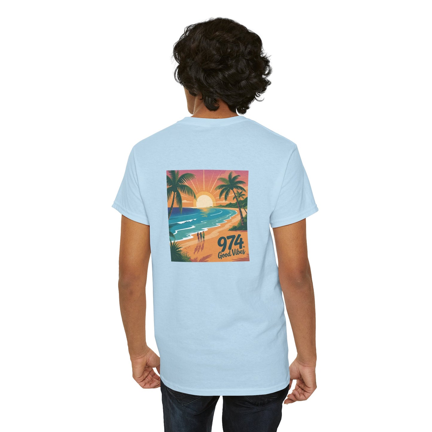 T-shirt "Good Vibes", Île de La Réunion, Confort Coton, Sobre, Elégant, Souvenir Unique, Cadeau, Unisexe, Esprit Voyageur, Adulte