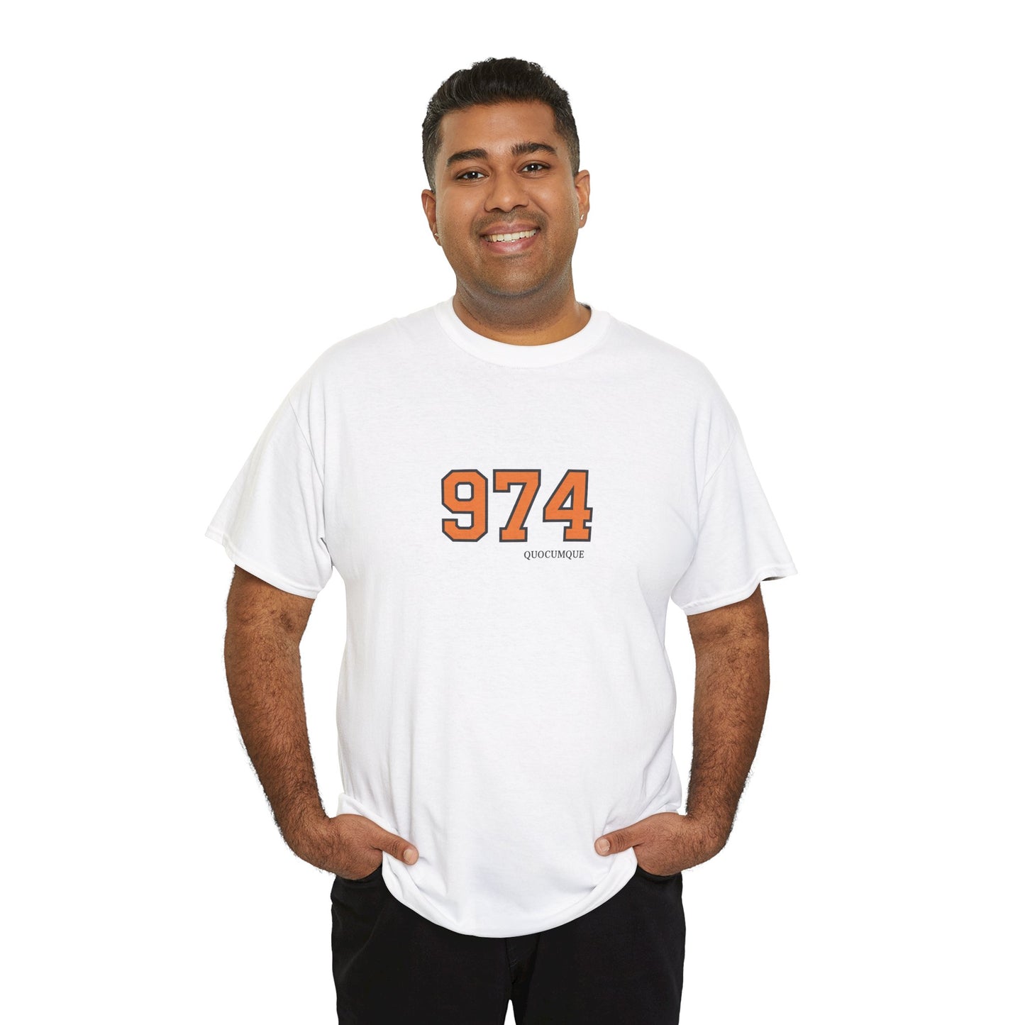 T-shirt " 974 ", Destination Île de La Réunion, Confort Coton, Sobre, Elégant, Souvenir Unique, Vêtement Adulte, Unisexe, Esprit Voyageur