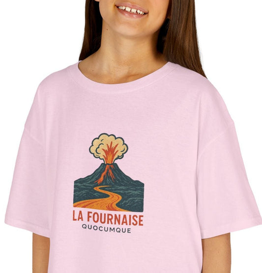 T-shirt Quocumque, "La Fournaise, volcan, Douceur Coton, Style Unique, Cadeau Parfait, Vêtement Enfant et Jeune Adolescent, Marmaille, Océan Indien