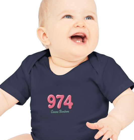 Body Bébé "974 Canne Bonbon", Île de La Réunion, Douceur Coton, Cadeau Naissance,  Confort Coton Bio, Style Unique, Cadeau Parfait