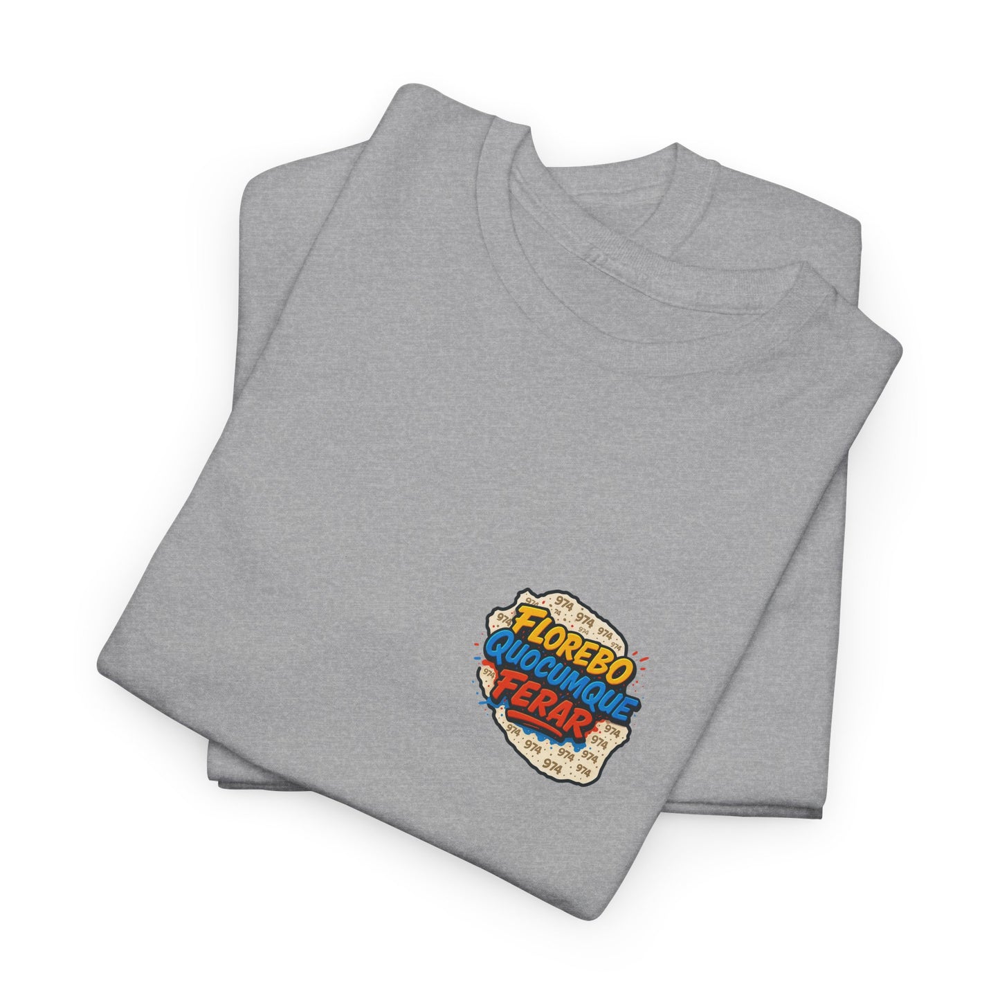 T-shirt Florebo Quocumque Ferar, Île de La Réunion, 974, Confort Coton, Sobre, Elégant, Souvenir Unique, Cadeau, Unisexe, Esprit Voyageur, Adulte