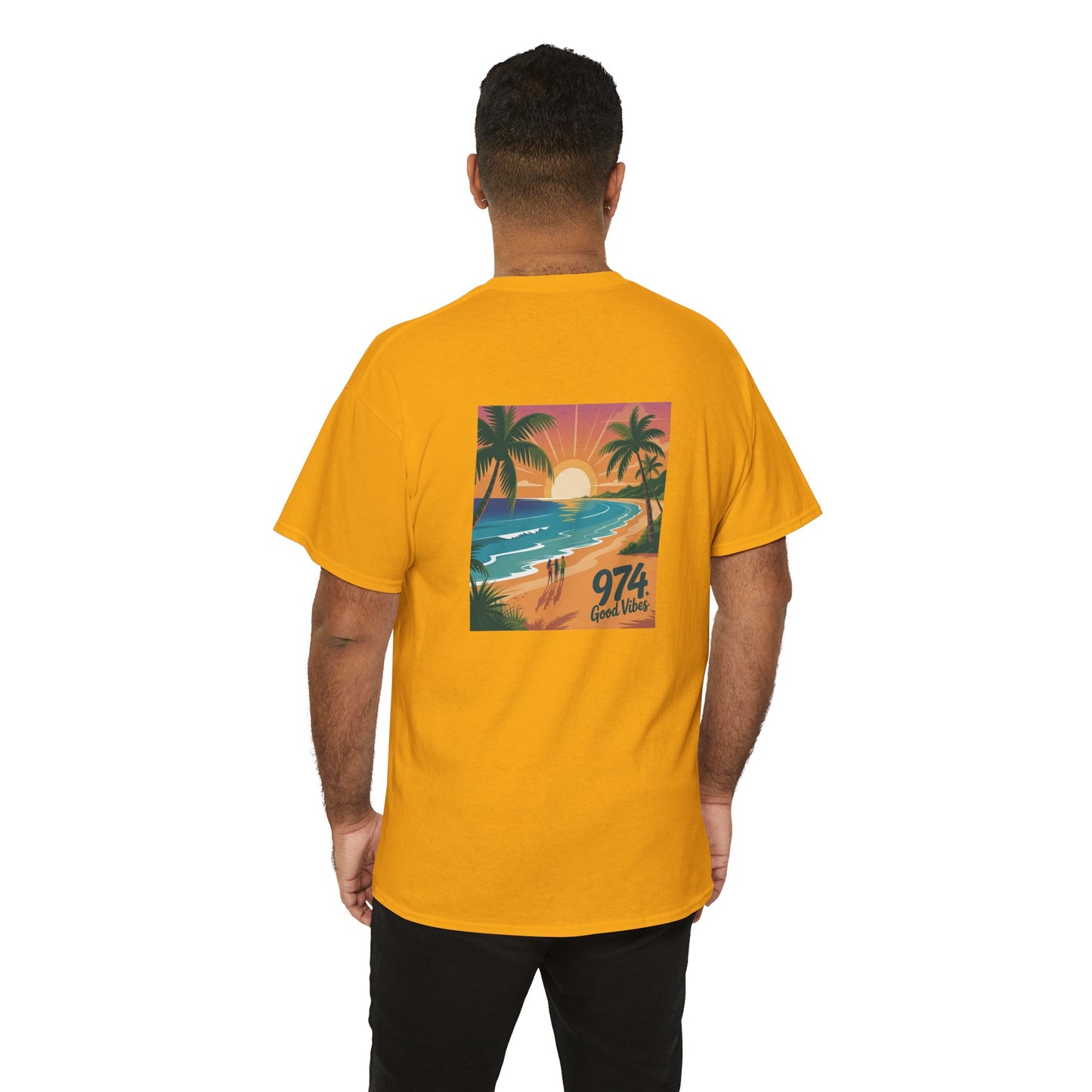 T-shirt "Good Vibes", Île de La Réunion, Confort Coton, Sobre, Elégant, Souvenir Unique, Cadeau, Unisexe, Esprit Voyageur, Adulte