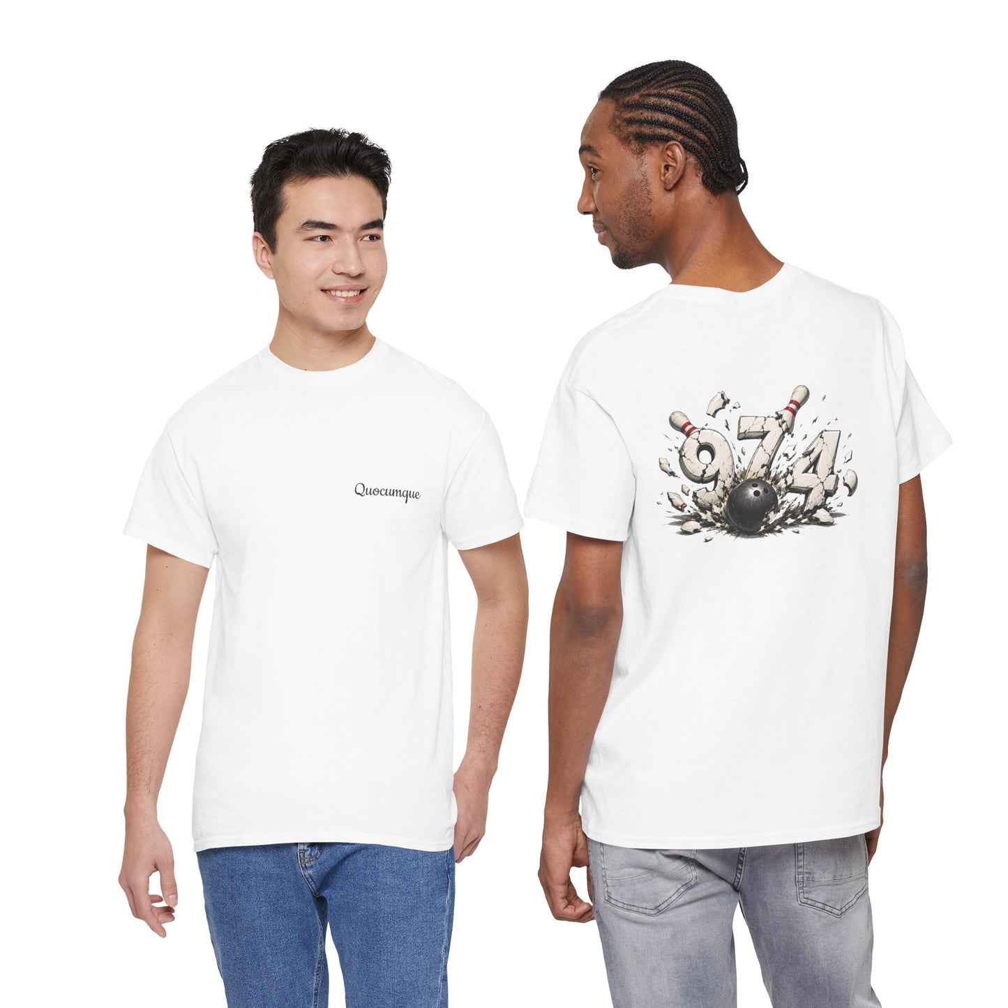 T-shirt " 974 Bowling", Destination Île de La Réunion, Confort Coton, Sobre, Elégant, Souvenir Unique, Vêtement Adulte, Unisexe, Esprit Voyageur