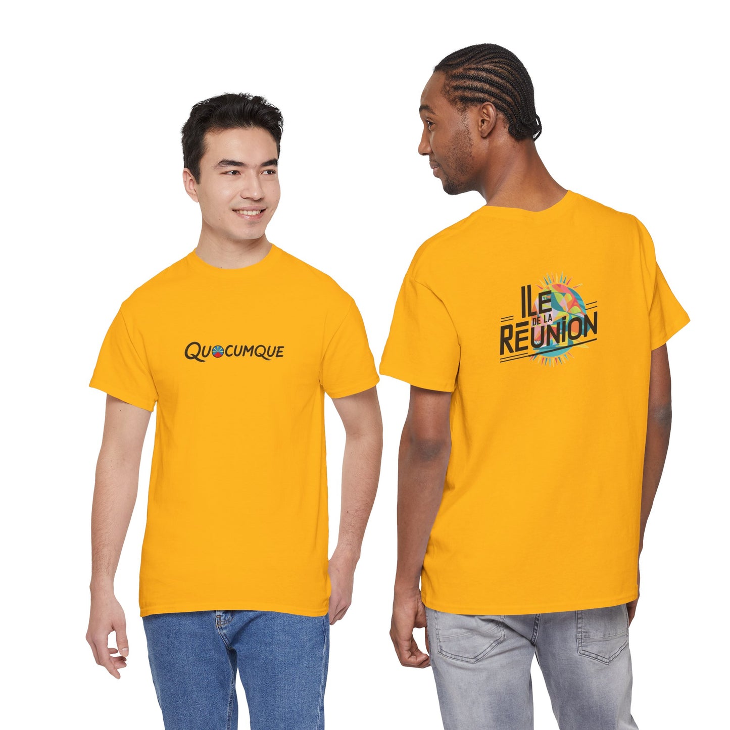 T-shirt "Île de La Réunion", Confort Coton, Sobre, Elégant, Souvenir Unique, Cadeau, Unisexe, Esprit Voyageur, Adulte