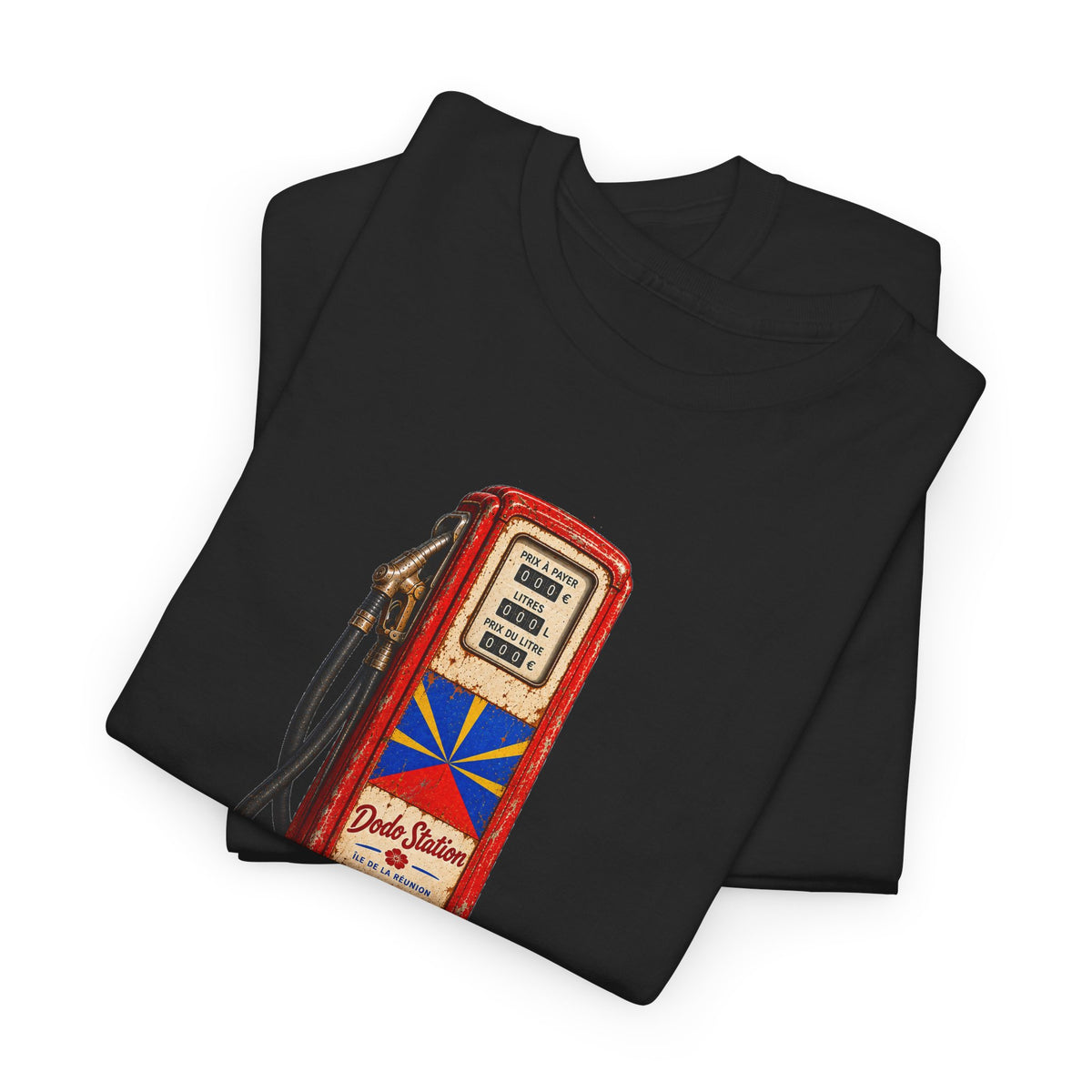T-shirt Quocumque, "Station Essence", Île de La Réunion, Confort Coton, Elégant, Souvenir Unique, Cadeau, Unisexe, Esprit Voyageur, Créole, Bourbon