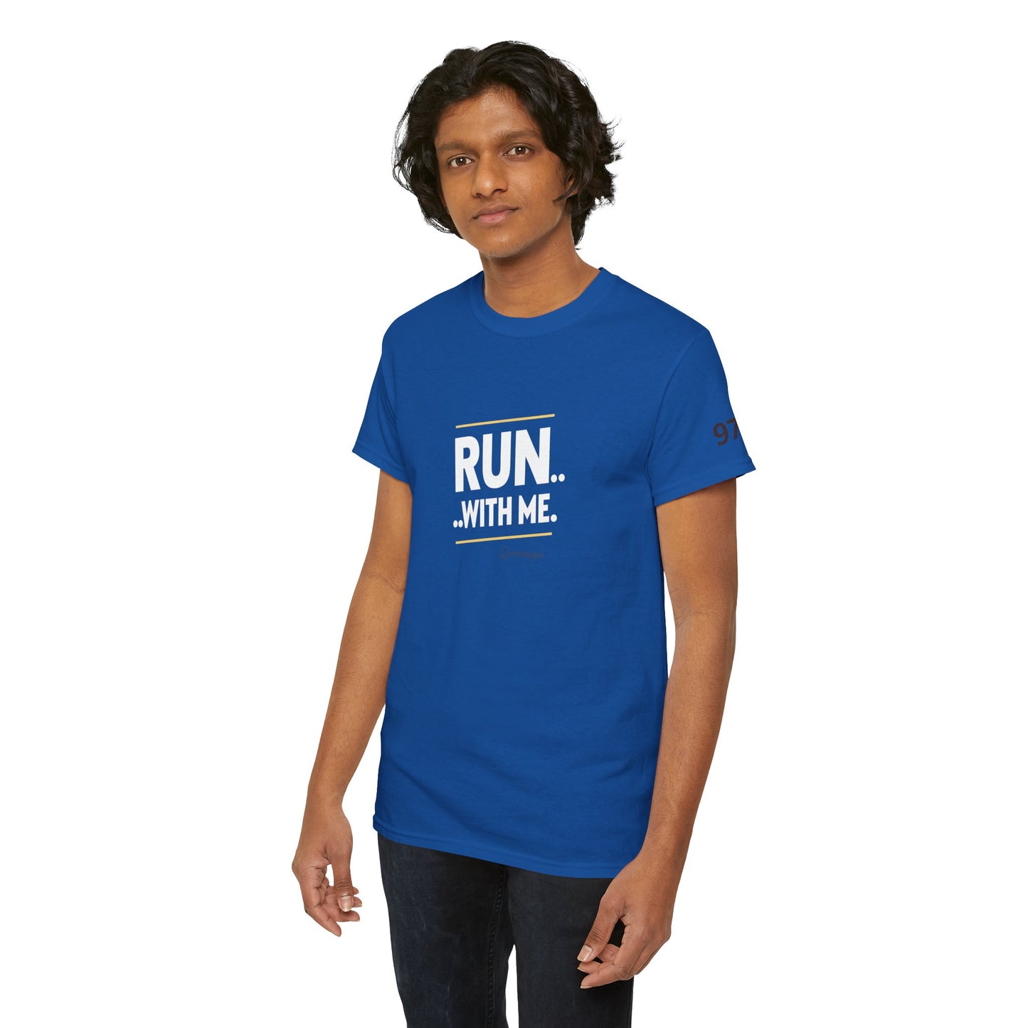 T-shirt Quocumque "RUN With me ", Île de La Réunion", Confort Coton, Sobre, Elégant, Souvenir Unique, Cadeau, Unisexe, Esprit Voyageur