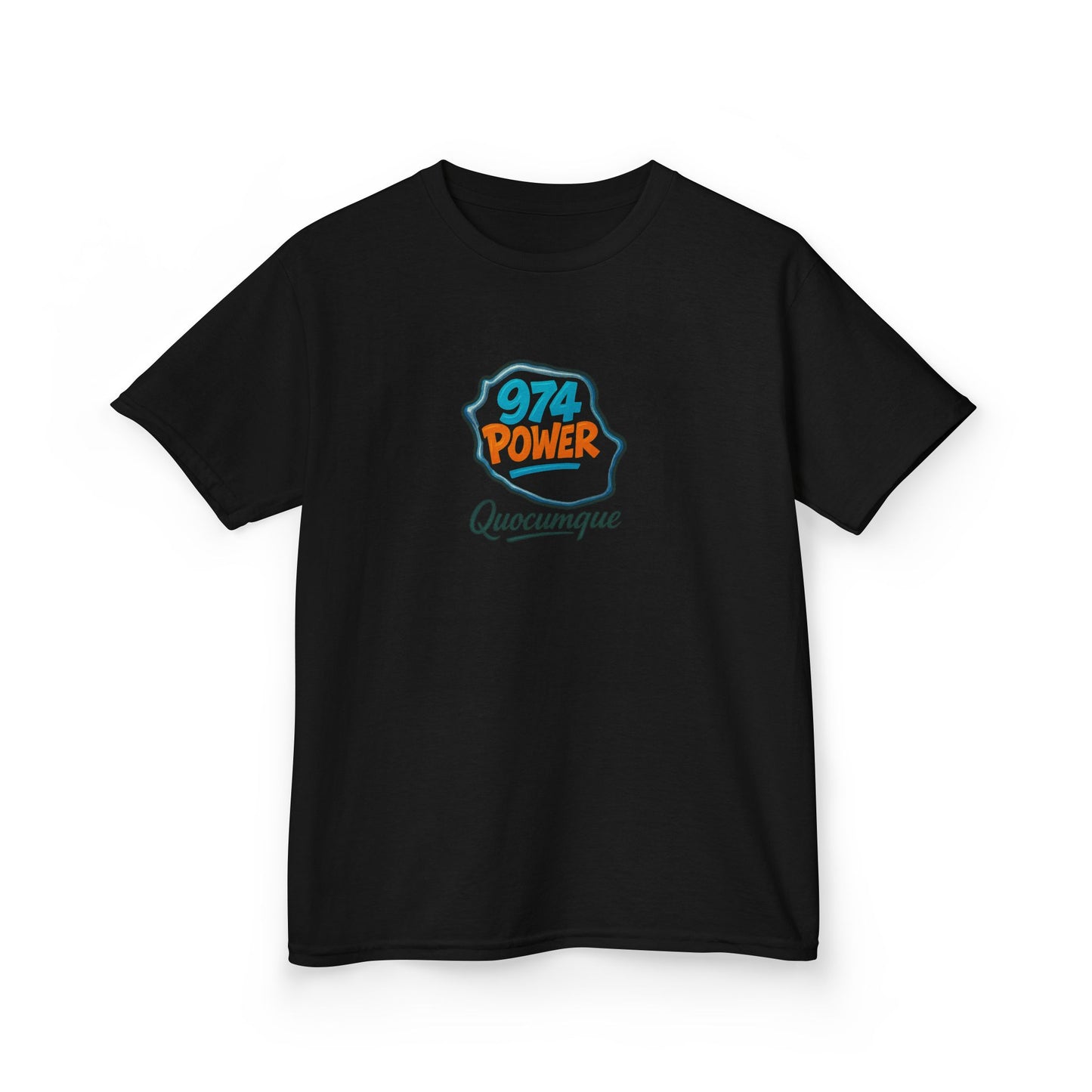 T-shirt "974 Power", Île de La Réunion, Douceur Coton, Pour les enfants de 5-6 ans( Taille XS), Pour les 7-8 ans( taille S), Pour les 9-10 ans( taille M), Pour les 11-12 ans( taille L), Pour les 13-14 ans( taille XLS)