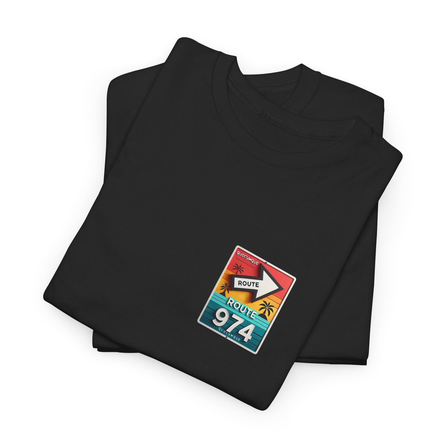 T-shirt "Route 974", Destination île de La Réunion, Confort Coton, Sobre, Elégant, Souvenir Unique, Cadeau, Unisexe, Esprit Voyageur