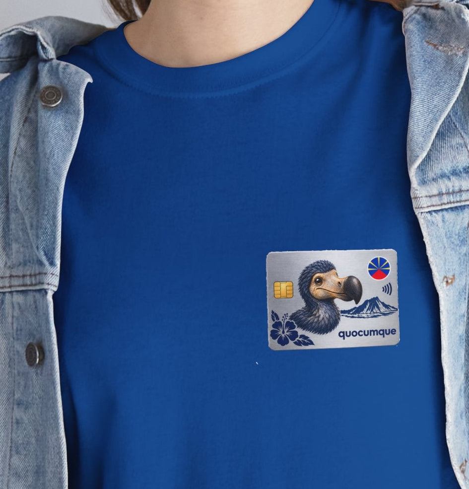 T-shirt "Quocumque Platinium", Exotisme, Destination Île de La Réunion, Confort Coton, Sobre, Elégant, Souvenir Unique, Cadeau, Unisexe, Esprit Voyageur