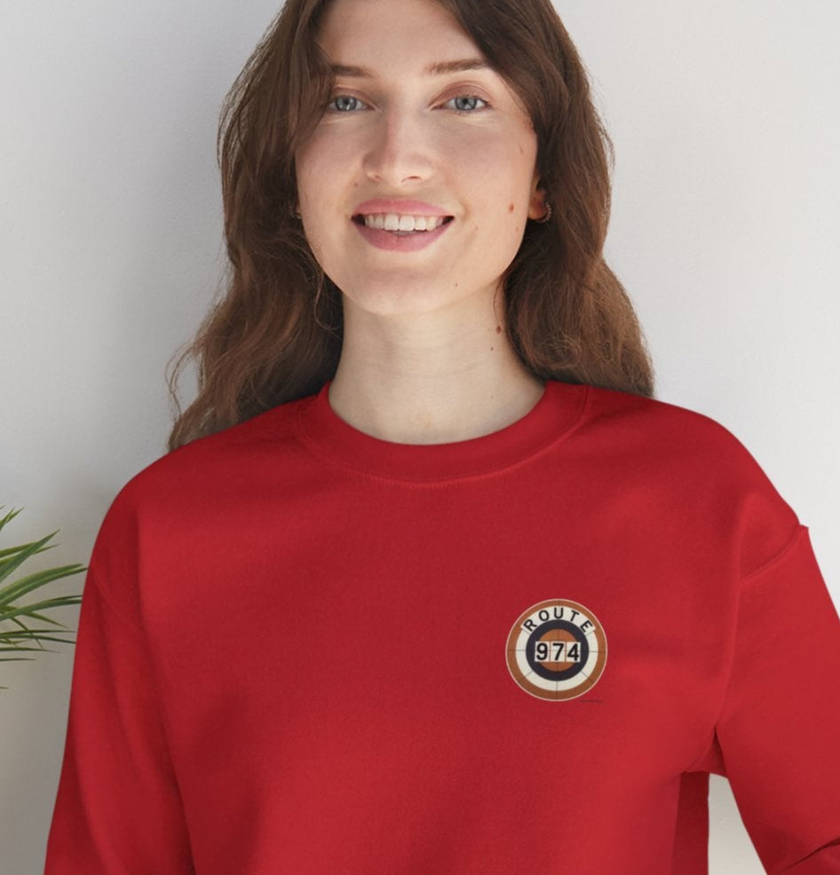 Sweat-Shirt Quocumque "Route 974", Exotique, Destination l'Île De La Réunion, Adulte, Homme, Femme, Sportive, Sportif, Décontracté, Élégant, Classique,