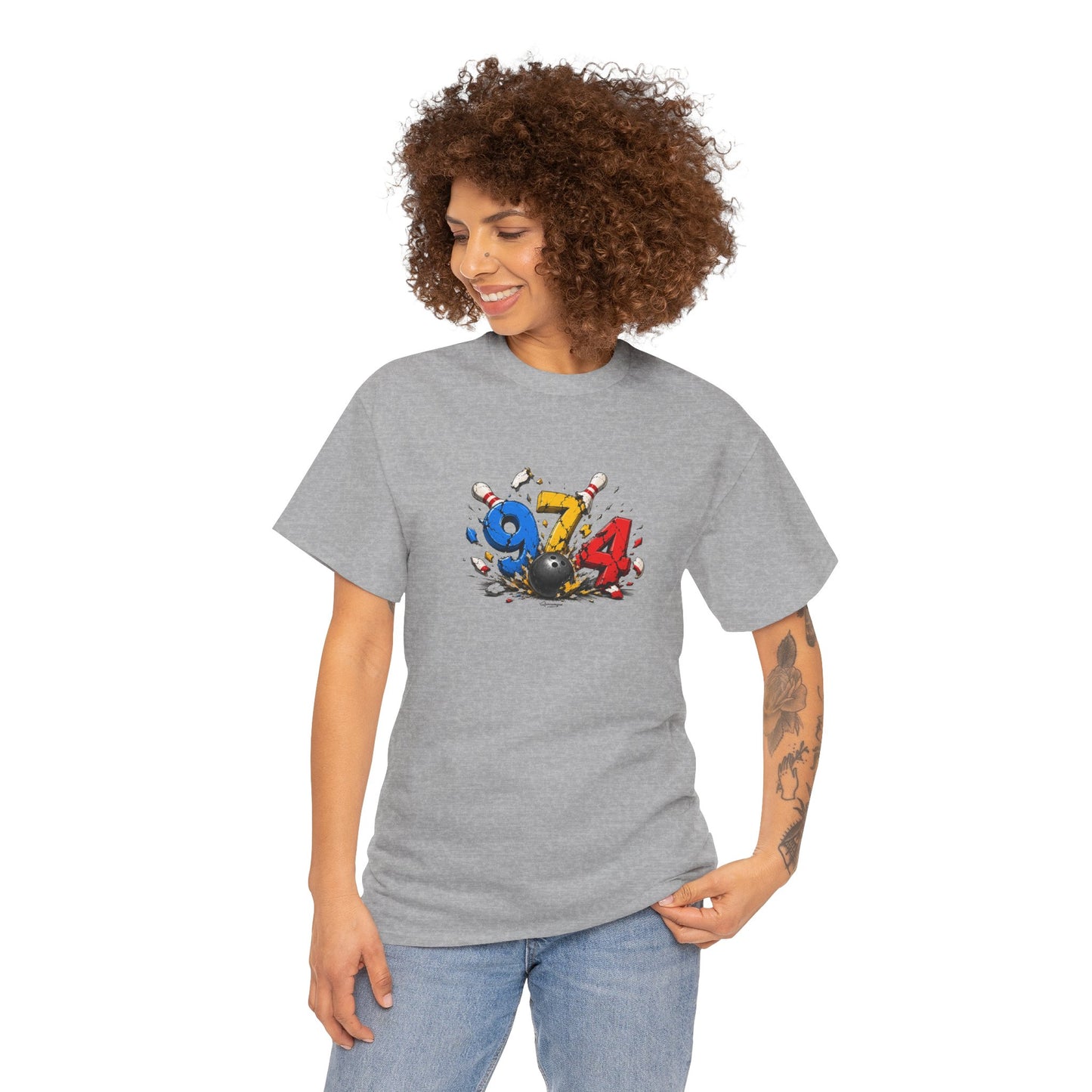 T-shirt " 974 Bowling ", Destination Île de La Réunion, Confort Coton, Sobre, Elégant, Souvenir Unique, Vêtement Adulte, Unisexe, Esprit Voyageur