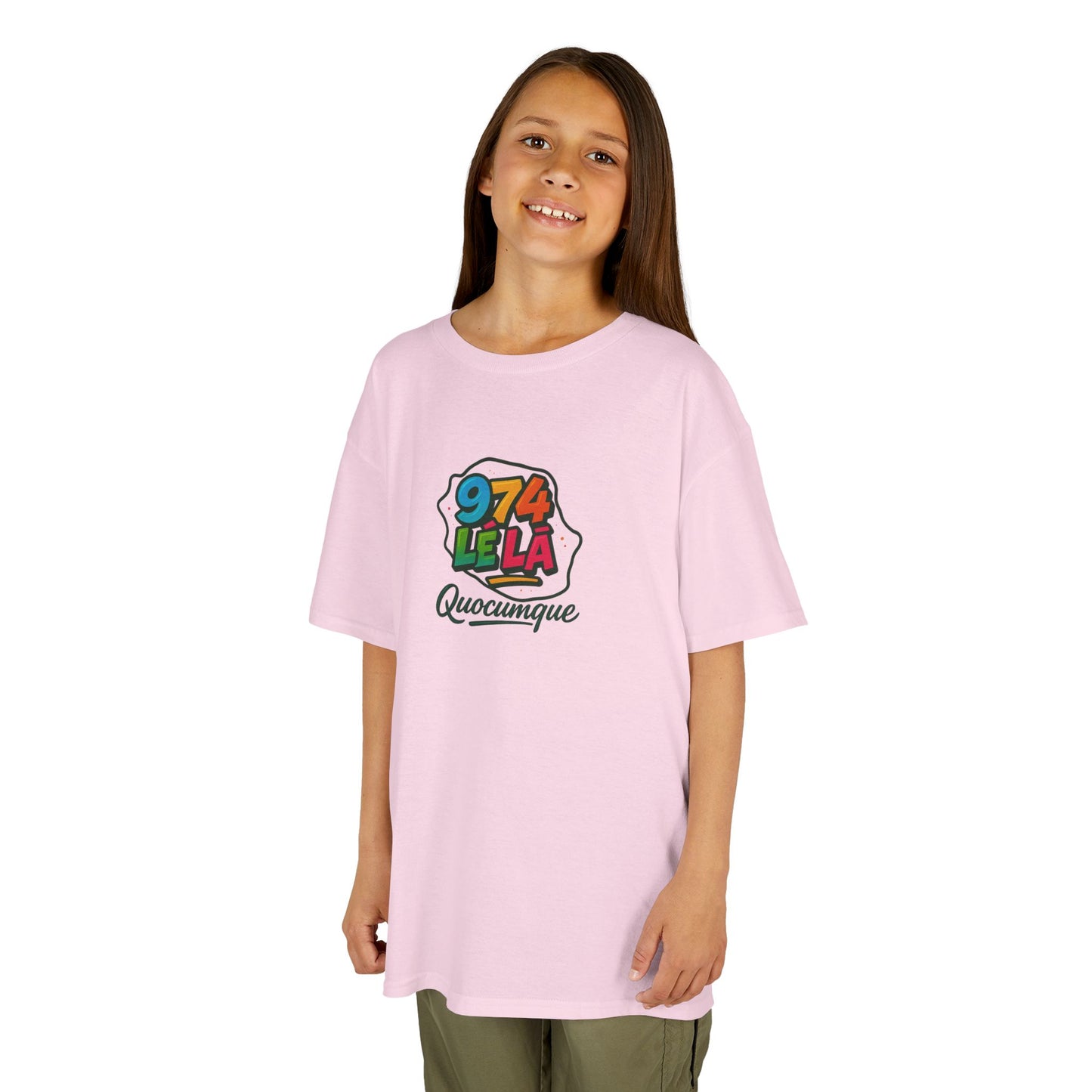 T-shirt "974 Lé Là", Île de La Réunion, Douceur Coton, Pour les enfants de 5-6 ans( Taille XS), Pour les 7-8 ans( taille S), Pour les 9-10 ans( taille M), Pour les 11-12 ans( taille L), Pour les 13-14 ans( taille XLS)