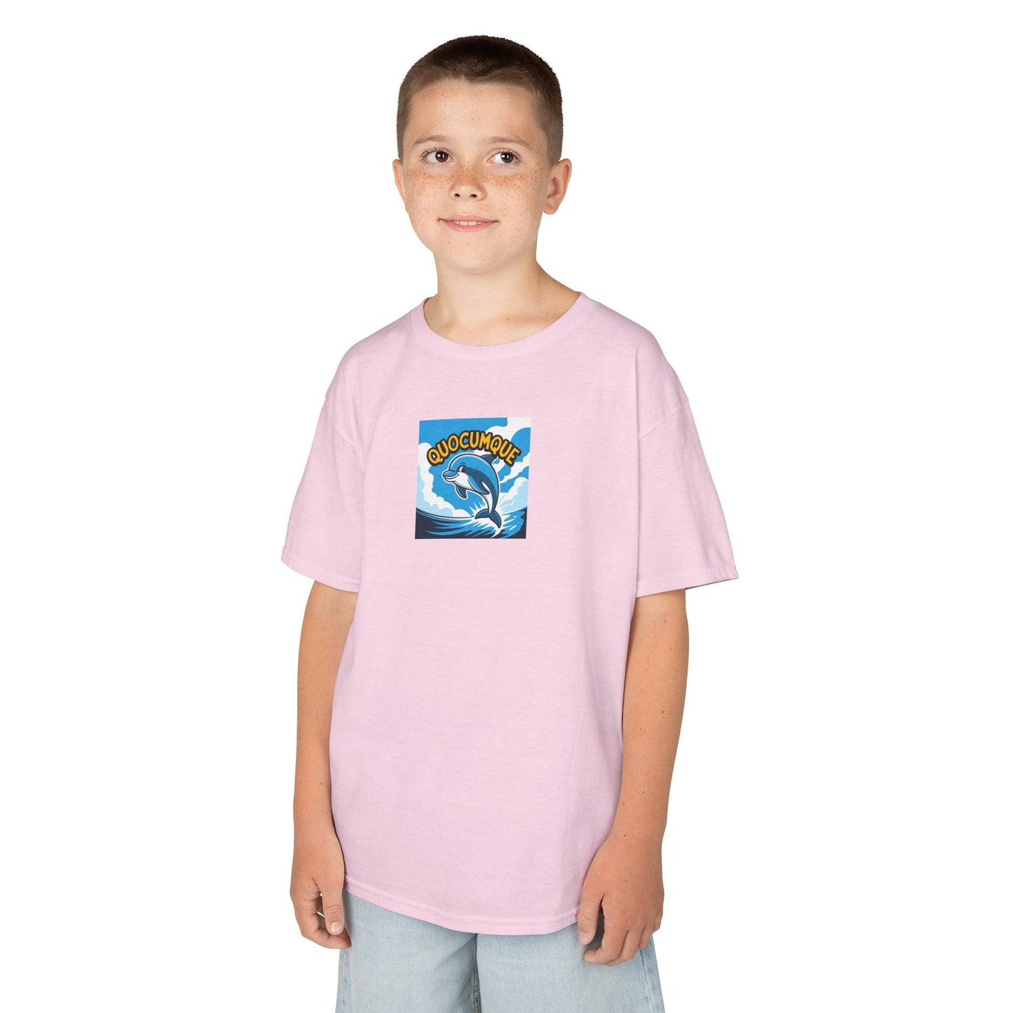 T-shirt Quocumque, Dauphin, Mammifère Marin, Douceur Coton, Pour les enfants de 5-6 ans( Taille XS), Pour les 7-8 ans( taille S), Pour les 9-10 ans( taille M), Pour les 11-12 ans( taille L), Pour les 13-14 ans( taille XL)