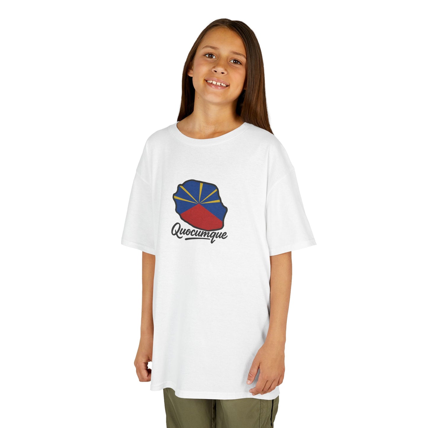 T-shirt " Drapeau Pays", Île de La Réunion, Douceur Coton, Pour les enfants de 5-6 ans( Taille XS), Pour les 7-8 ans( taille S), Pour les 9-10 ans( taille M), Pour les 11-12 ans( taille L), Pour les 13-14 ans( taille XLS)