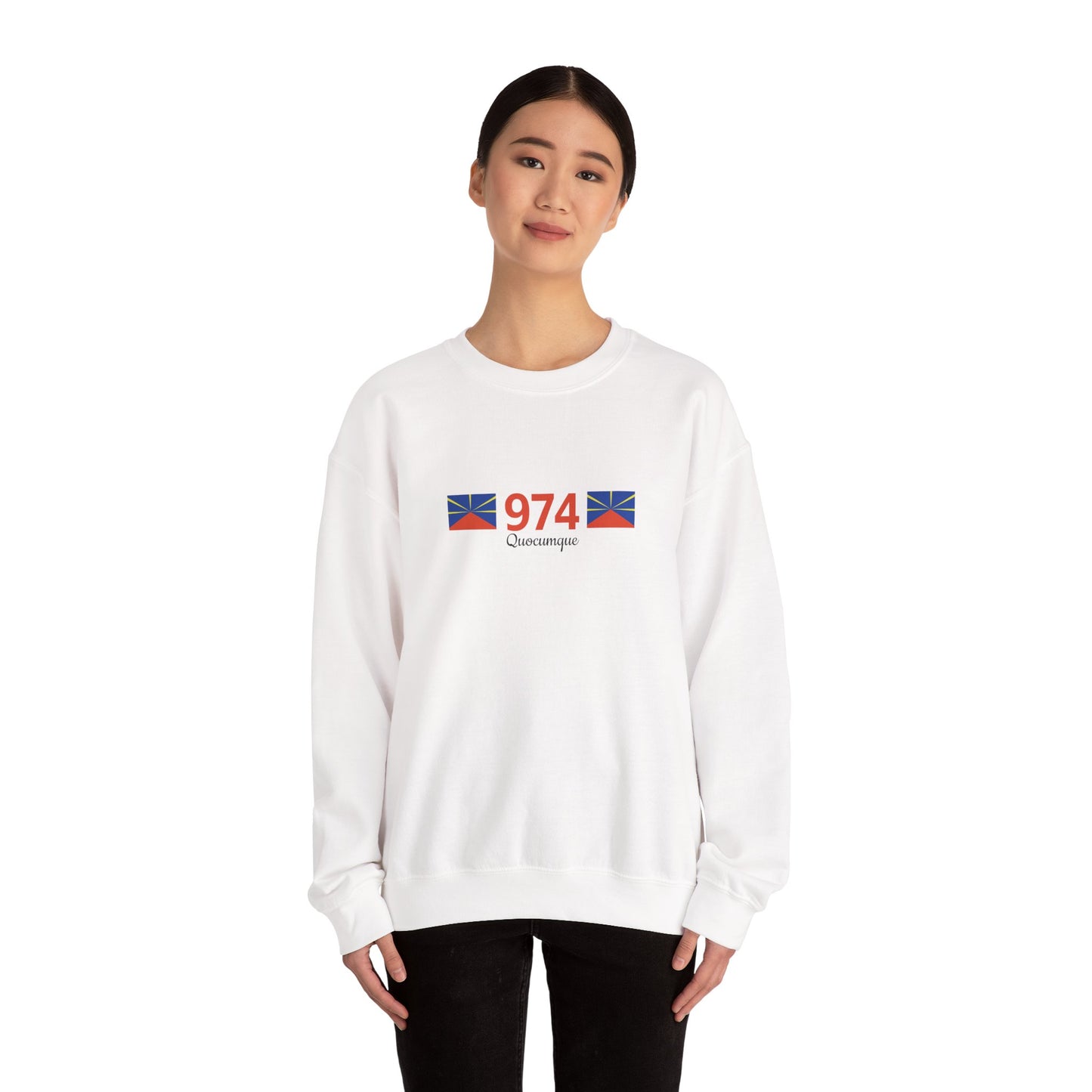 Sweat Quocumque "974", Exotique, Destination Île De La Réunion, Adulte, Homme, Femme, Sportive, Sportif, Décontracté, Drapeau Régional