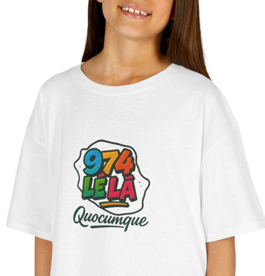 T-shirt "974 Lé Là", Île de La Réunion, Douceur Coton, Pour les enfants de 5-6 ans( Taille XS), Pour les 7-8 ans( taille S), Pour les 9-10 ans( taille M), Pour les 11-12 ans( taille L), Pour les 13-14 ans( taille XLS)