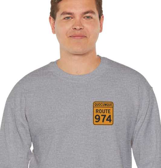 Sweat-Shirt Quocumque "Route 974", Destination l'Île De La Réunion, Adulte, Homme, Femme, Sportive, Sportif, Décontracté, Élégant, Classique,