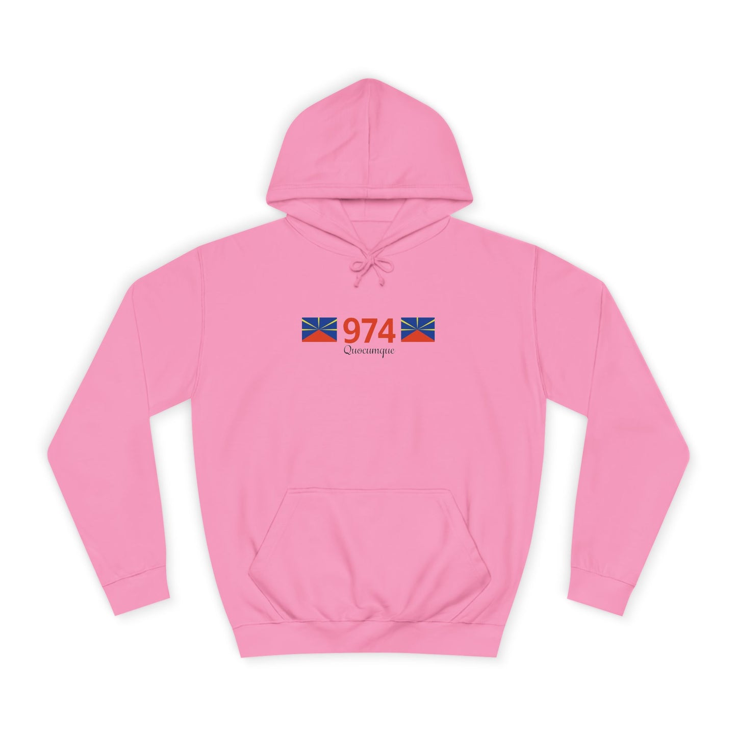 Sweat à Capuche "974" pour Adulte, Hoodie, Unisexe, Élégance, Sobriété, Homme, Femme, Indicatif Réunion, Drapeau Local