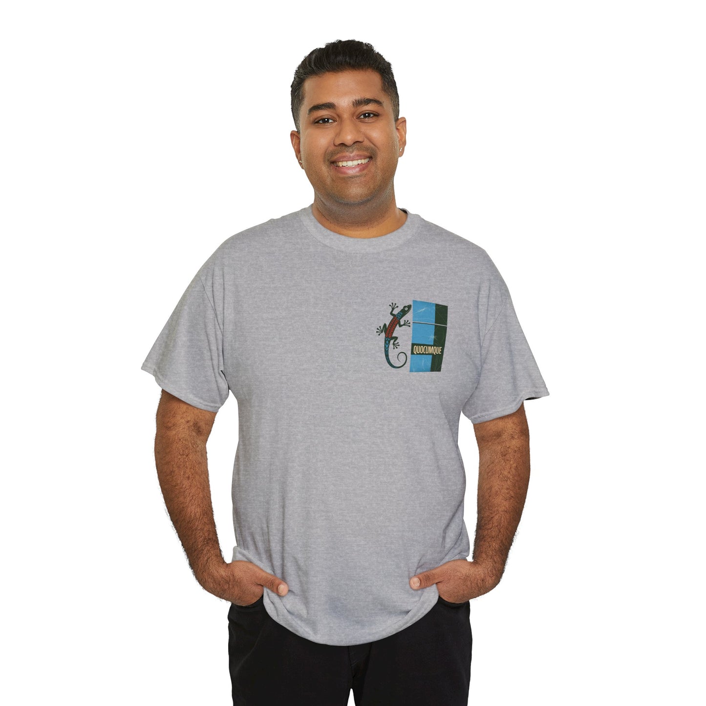 T-shirt Quocumque, "Margouillat", Stylisé, Discret, Île de La Réunion, Confort Coton, Elégant, Souvenir Unique, Cadeau, Unisexe, Esprit Voyageur, Créole, Bourbon