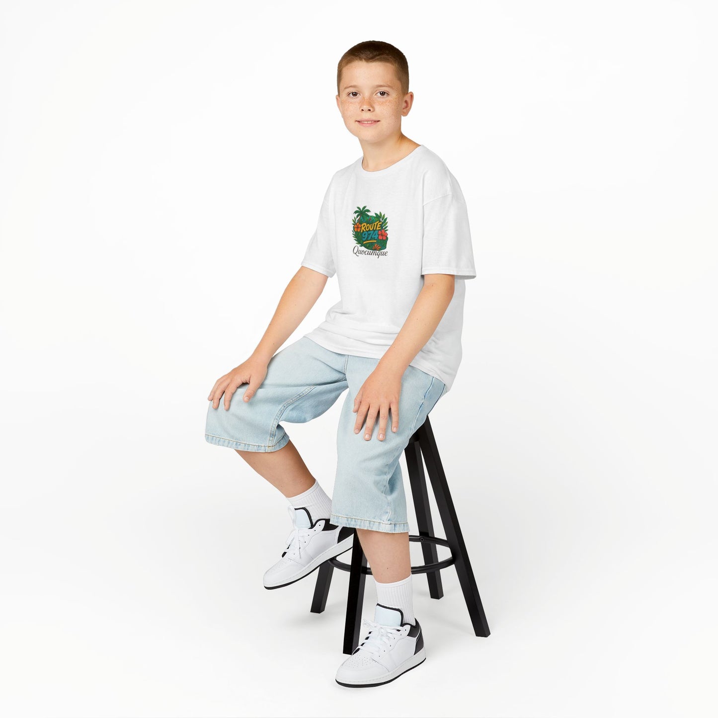 T-shirt "Route 974 Flore", Île de La Réunion, Douceur Coton,Pour les enfants de 5-6 ans( Taille XS), Pour les 7-8 ans( taille S), Pour les 9-10 ans( taille M), Pour les 11-12 ans( taille L), Pour les 13-14 ans( taille XLS)