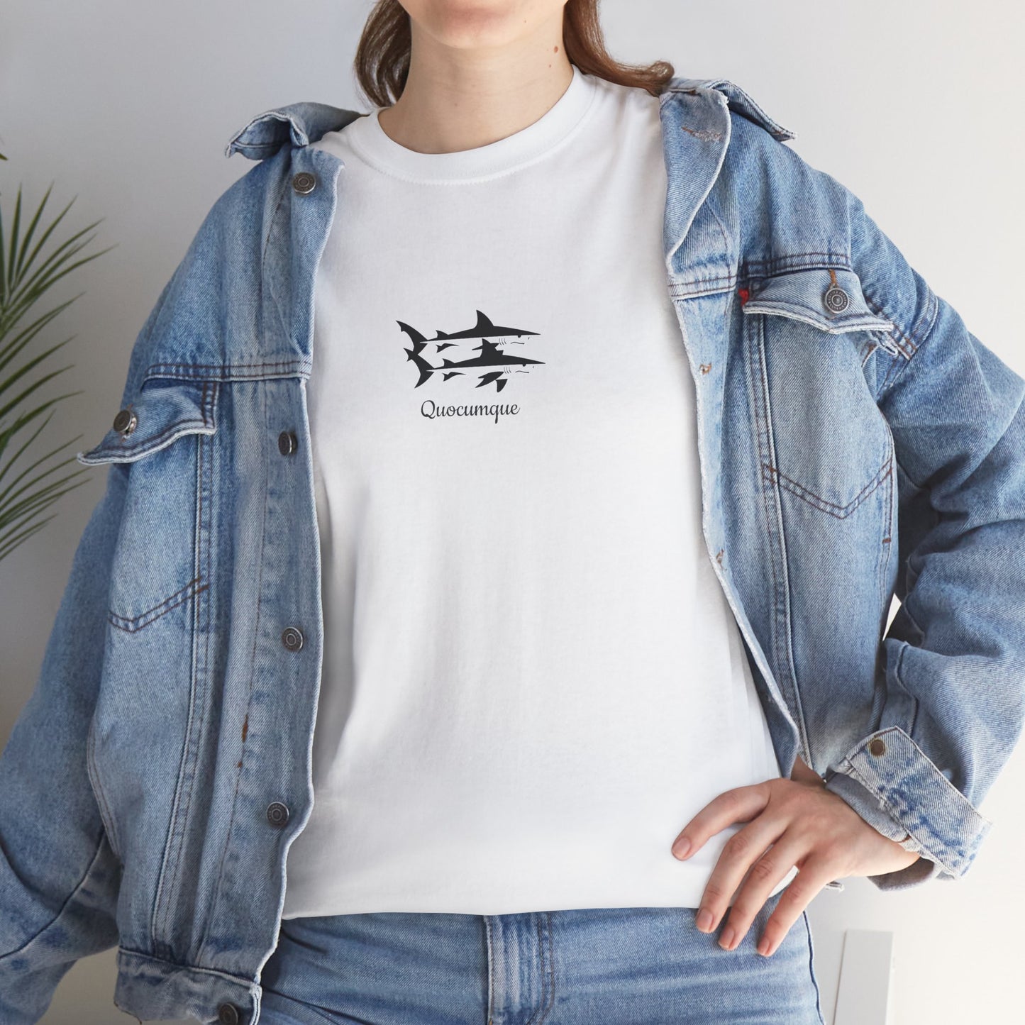 T-shirt Quocumque, Requin Duo, Île de La Réunion, Poissons, Confort Coton, Elégant, Souvenir Unique, Cadeau, Unisexe, Esprit Voyageur, Créole, Bourbon