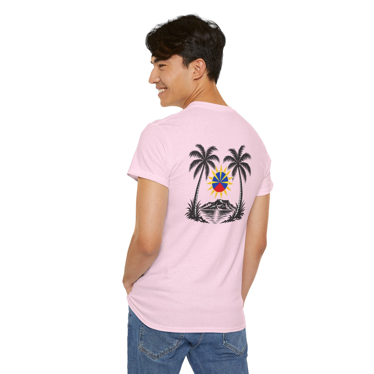 T-shirt " Palmiers", Destination Île de La Réunion, Confort Coton, Sobre, Elégant, Souvenir Unique, Vêtement Adulte, Unisexe, Esprit Voyageur