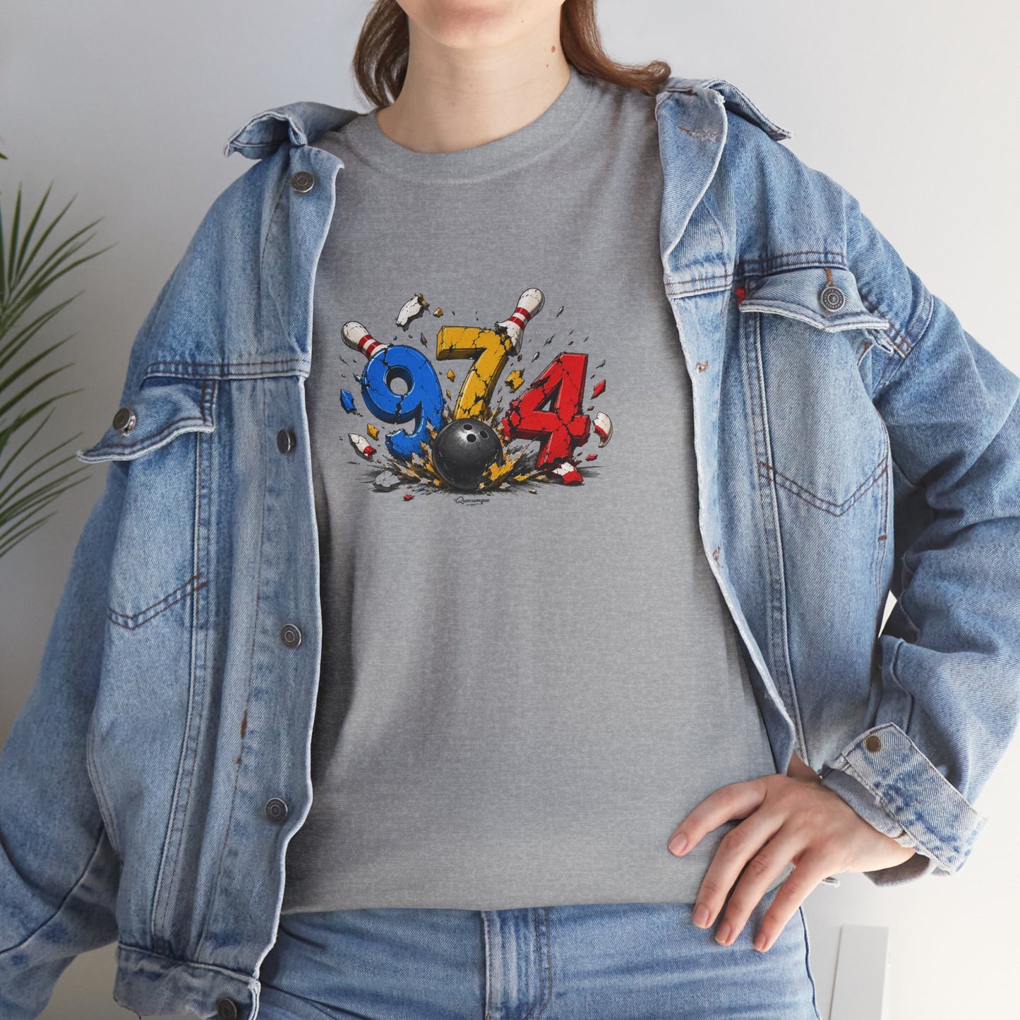 T-shirt " 974 Bowling ", Destination Île de La Réunion, Confort Coton, Sobre, Elégant, Souvenir Unique, Vêtement Adulte, Unisexe, Esprit Voyageur