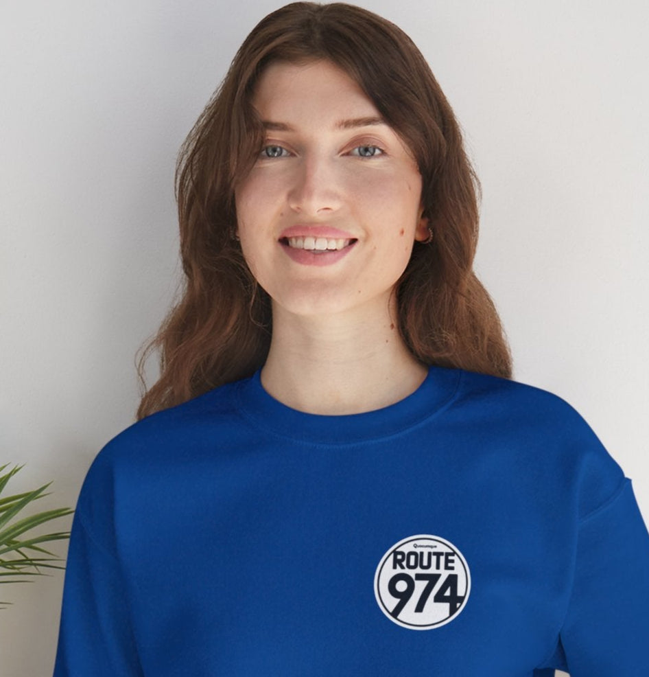 Sweat-Shirt Quocumque "Route 974", Destination l'Île De La Réunion, Adulte, Homme, Femme, Sportive, Sportif, Décontracté, Élégant, Classique,