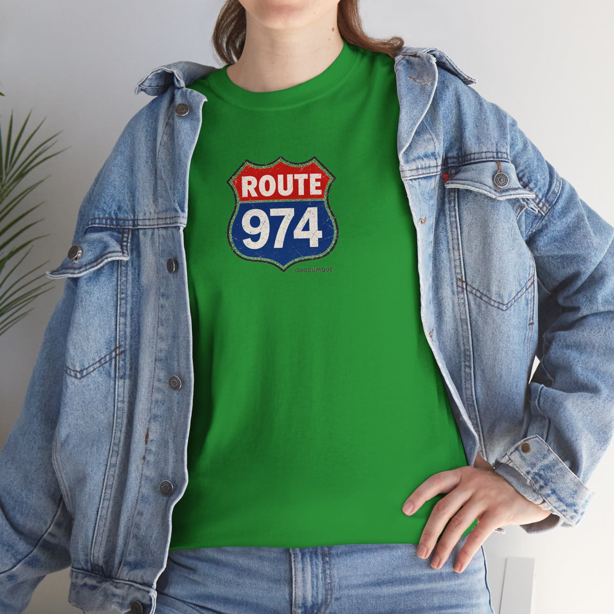T-shirt "Route 974", Exotisme, Destination Île de La Réunion, Confort Coton, Sobre, Elégant, Souvenir Unique, Cadeau, Unisexe, Esprit Voyageur
