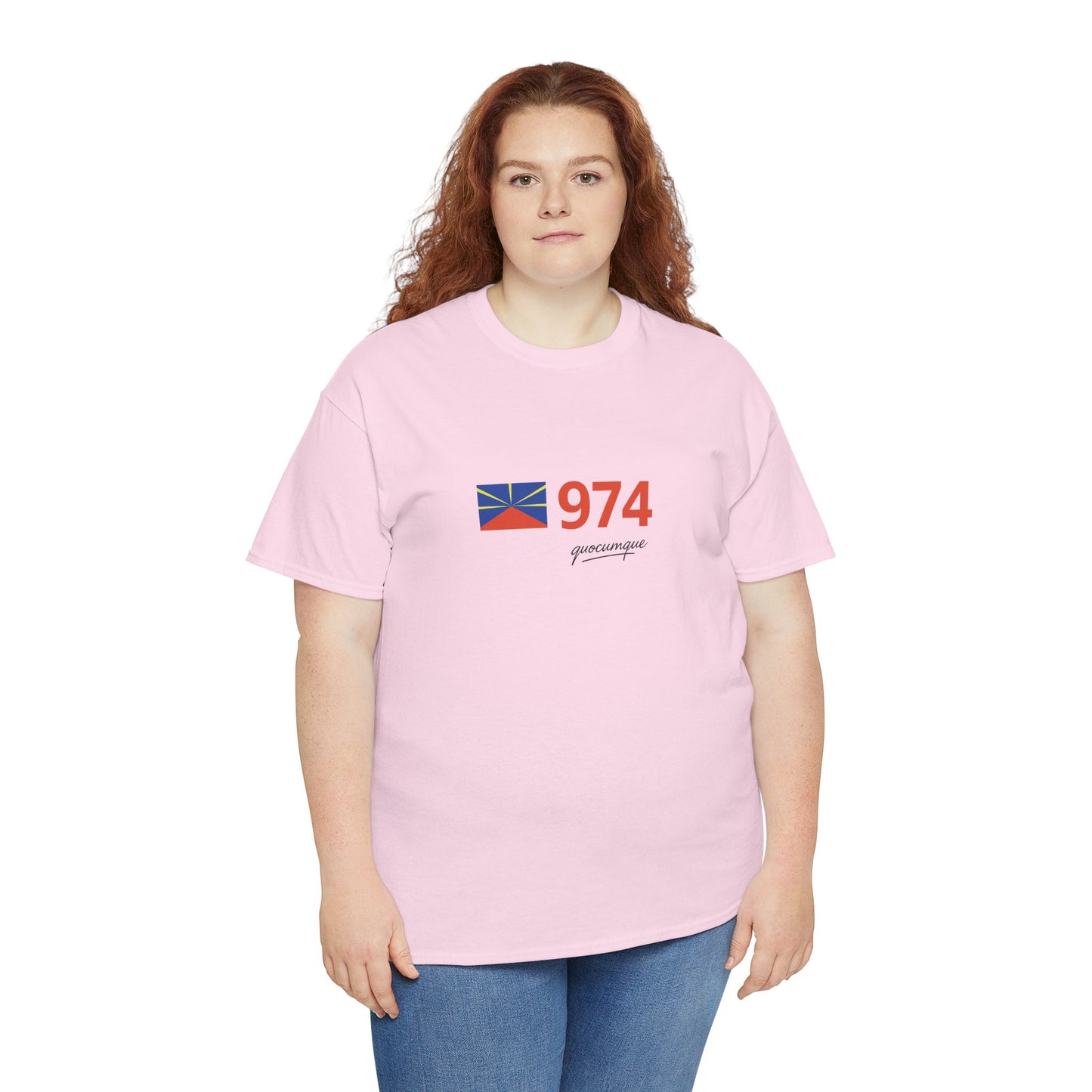 T-shirt "974 Drapeau", Île de La Réunion, Confort Coton, Sobre, Elégant, Souvenir Unique, Cadeau, Unisexe, Esprit Voyageur