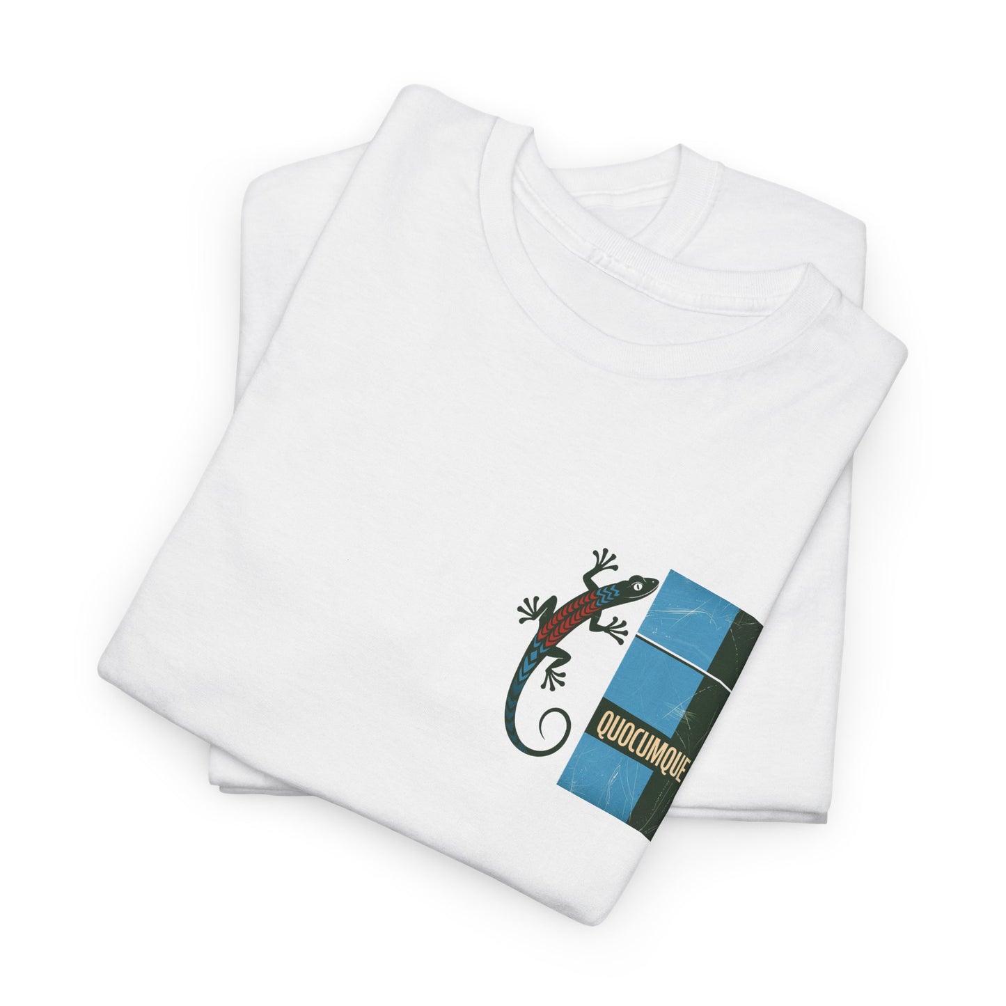 T-shirt Quocumque, "Margouillat", Stylisé, Discret, Île de La Réunion, Confort Coton, Elégant, Souvenir Unique, Cadeau, Unisexe, Esprit Voyageur, Créole, Bourbon