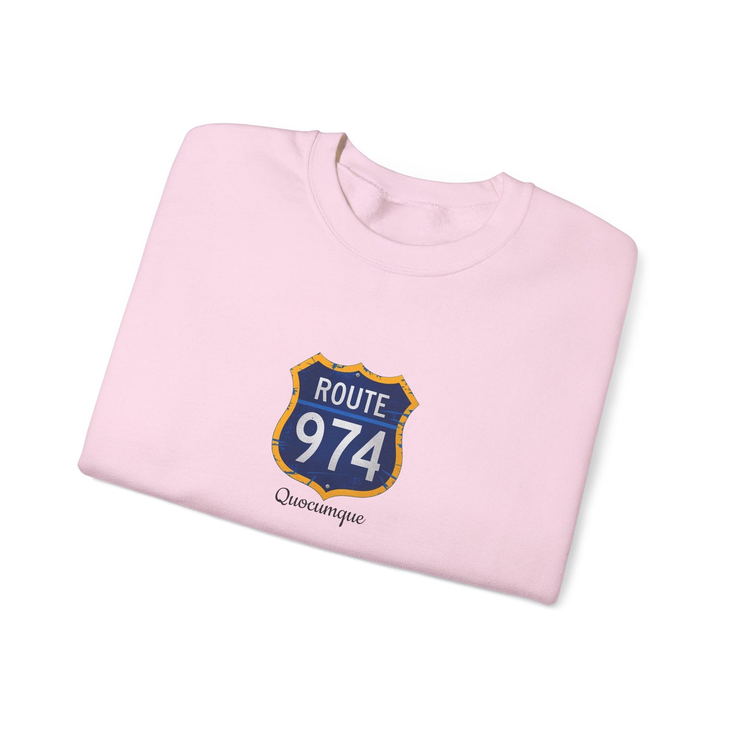Sweat-Shirt Quocumque "Route 974", Exotique, Destination l'Île De La Réunion, Adulte, Homme, Femme, Sportive, Sportif, Décontracté, Élégant, Classique,
