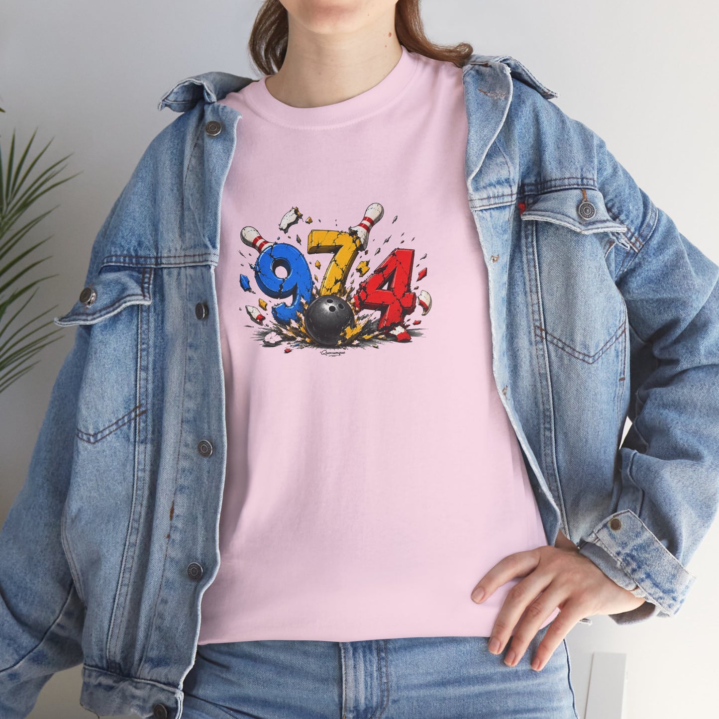 T-shirt " 974 Bowling ", Destination Île de La Réunion, Confort Coton, Sobre, Elégant, Souvenir Unique, Vêtement Adulte, Unisexe, Esprit Voyageur