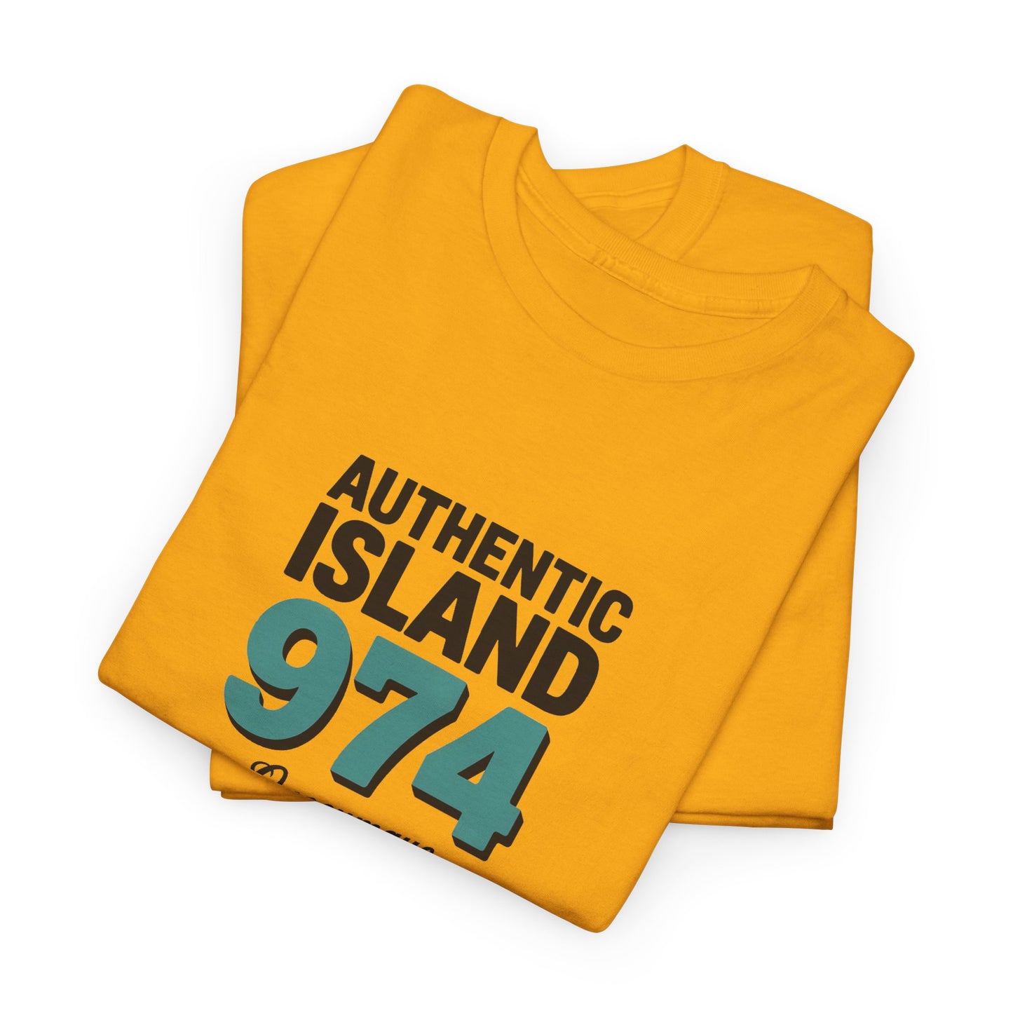 T-shirt " 974 Authentic Island ", Exotisme, Destination Île de La Réunion, Confort Coton, Sobre, Elégant, Souvenir Unique, Cadeau, Unisexe, Esprit Voyageur