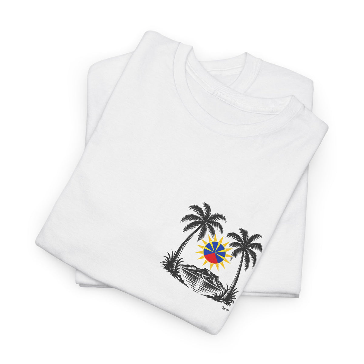 T-shirt Quocumque, "Palmiers", Discret, Île de La Réunion, Confort Coton, Elégant, Souvenir Unique, Cadeau, Unisexe, Esprit Voyageur, Créole, Bourbon