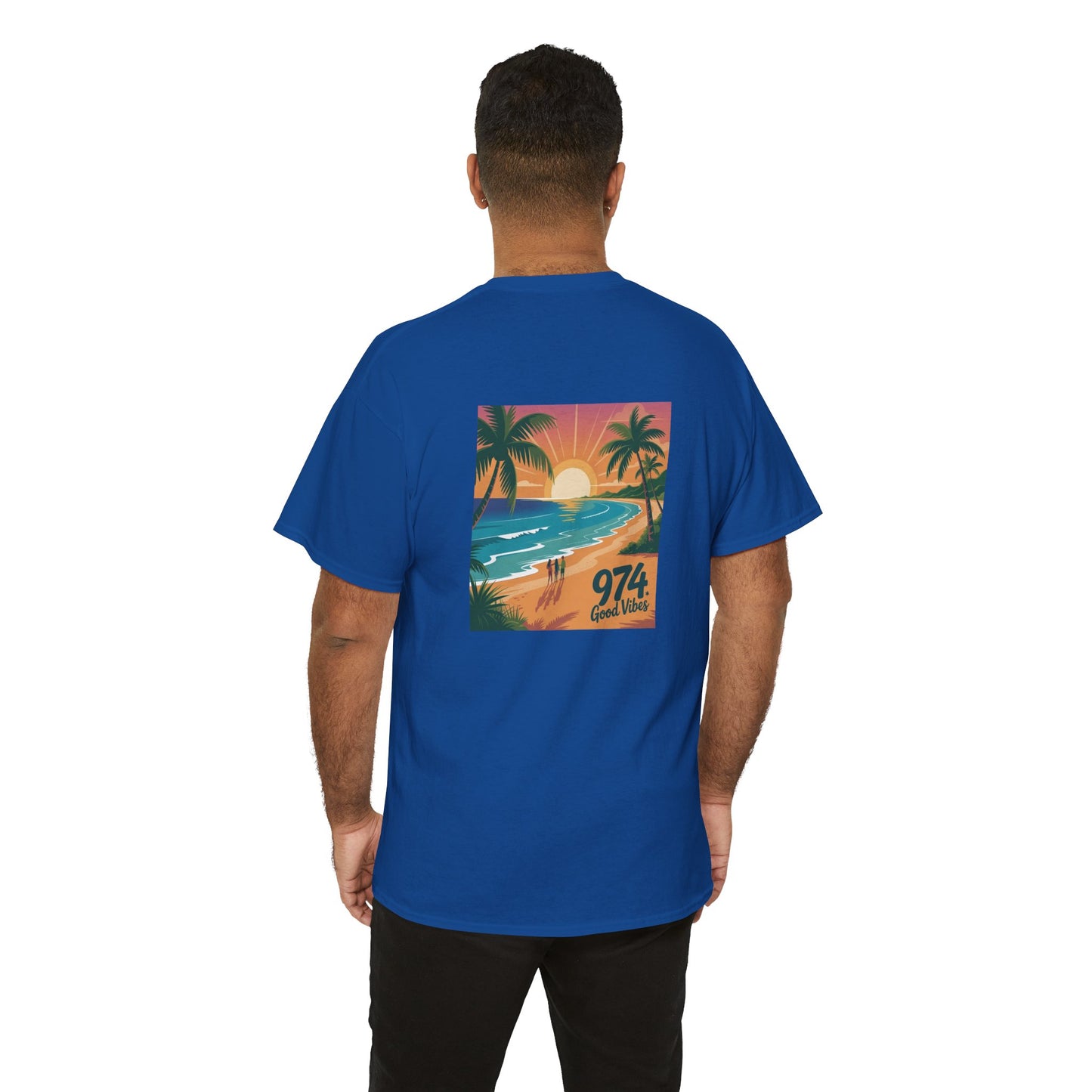 T-shirt "Good Vibes", Île de La Réunion, Confort Coton, Sobre, Elégant, Souvenir Unique, Cadeau, Unisexe, Esprit Voyageur, Adulte