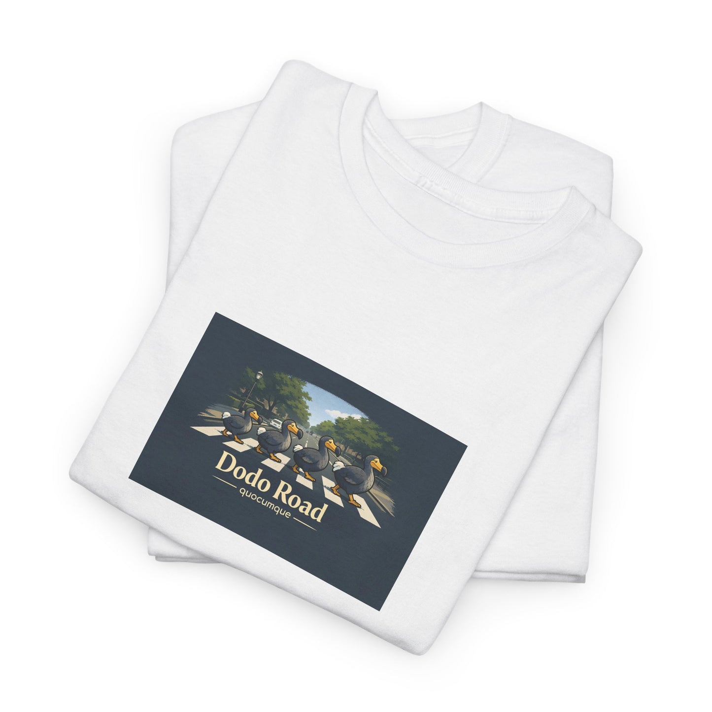 T-shirt "Dodo Road", Île de La Réunion", Confort Coton, Sobre, Elégant, Souvenir Unique, Cadeau, Unisexe, Esprit Voyageur